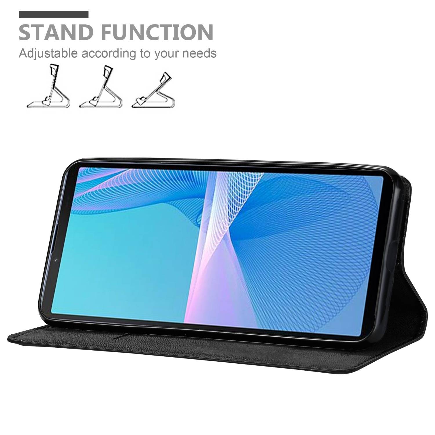Cadorabo Hülle für Sony Xperia 10 III Schutz Hülle in Schwarz Handyhülle Etui Case Cover Magnetverschluss