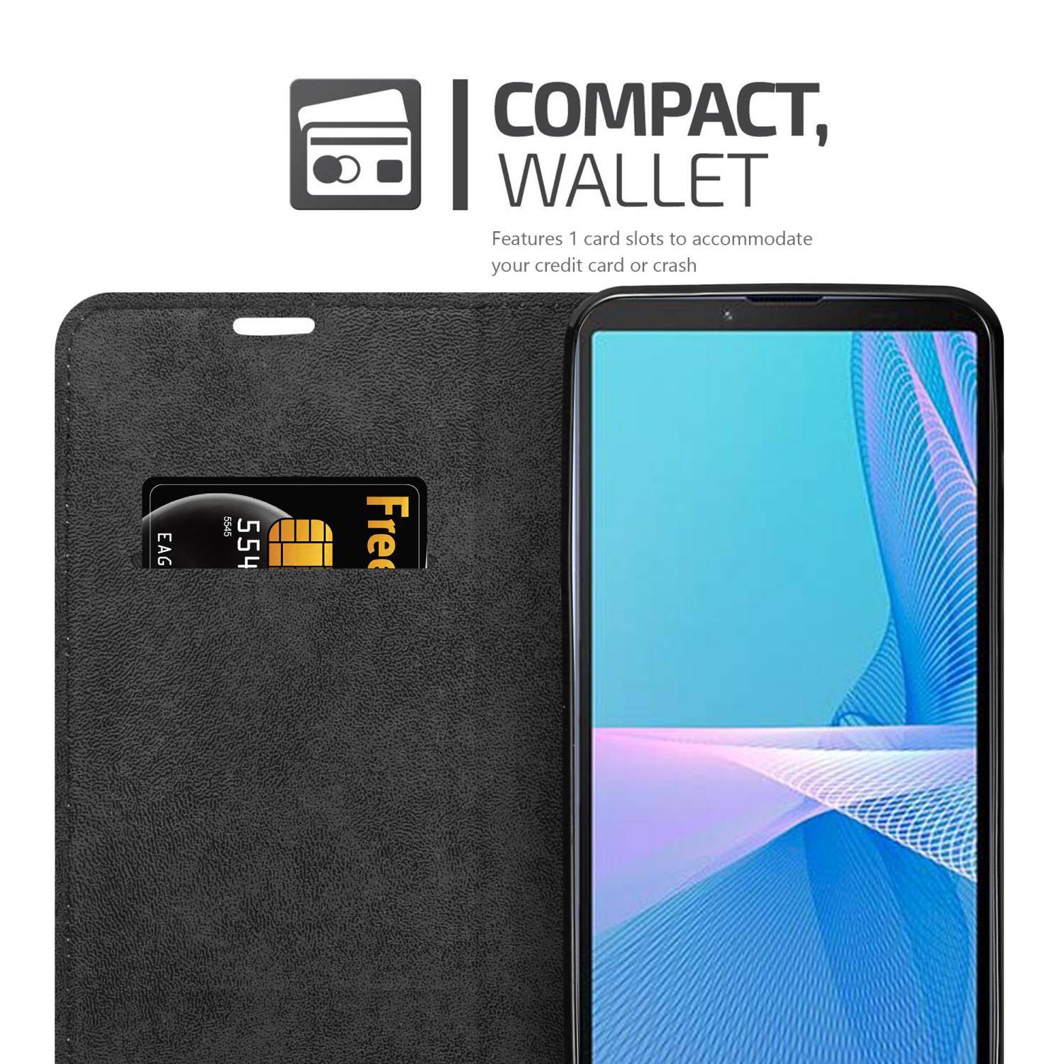 Cadorabo Hülle für Sony Xperia 10 III Schutz Hülle in Schwarz Handyhülle Etui Case Cover Magnetverschluss