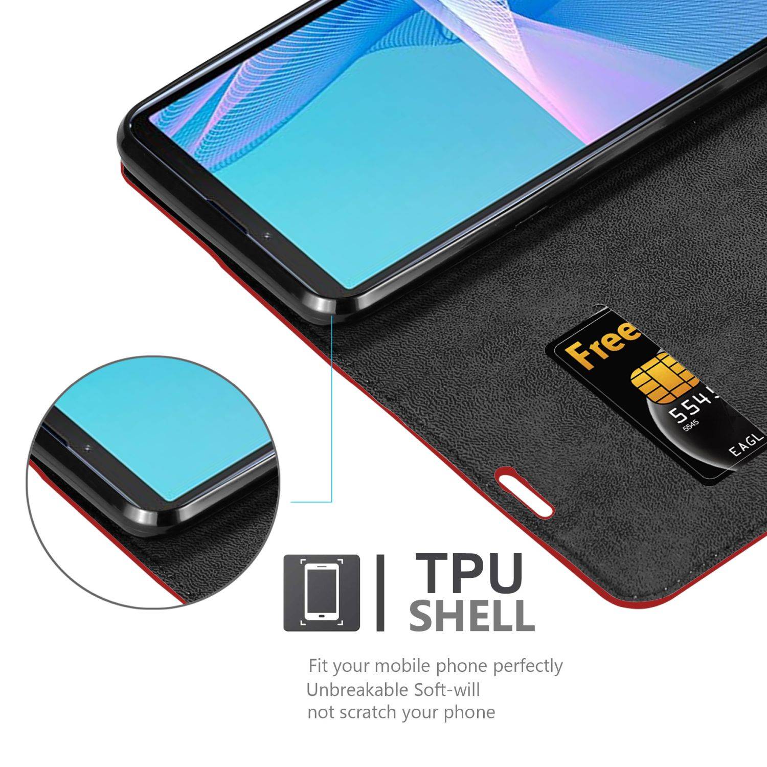 Cadorabo Hülle für Sony Xperia 10 III Schutz Hülle in Rot Handyhülle Etui Case Cover Magnetverschluss