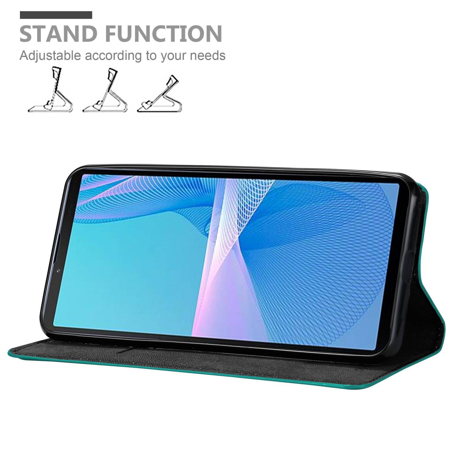 Cadorabo Hülle für Sony Xperia 10 III Schutz Hülle in Türkis Handyhülle Etui Case Cover Magnetverschluss