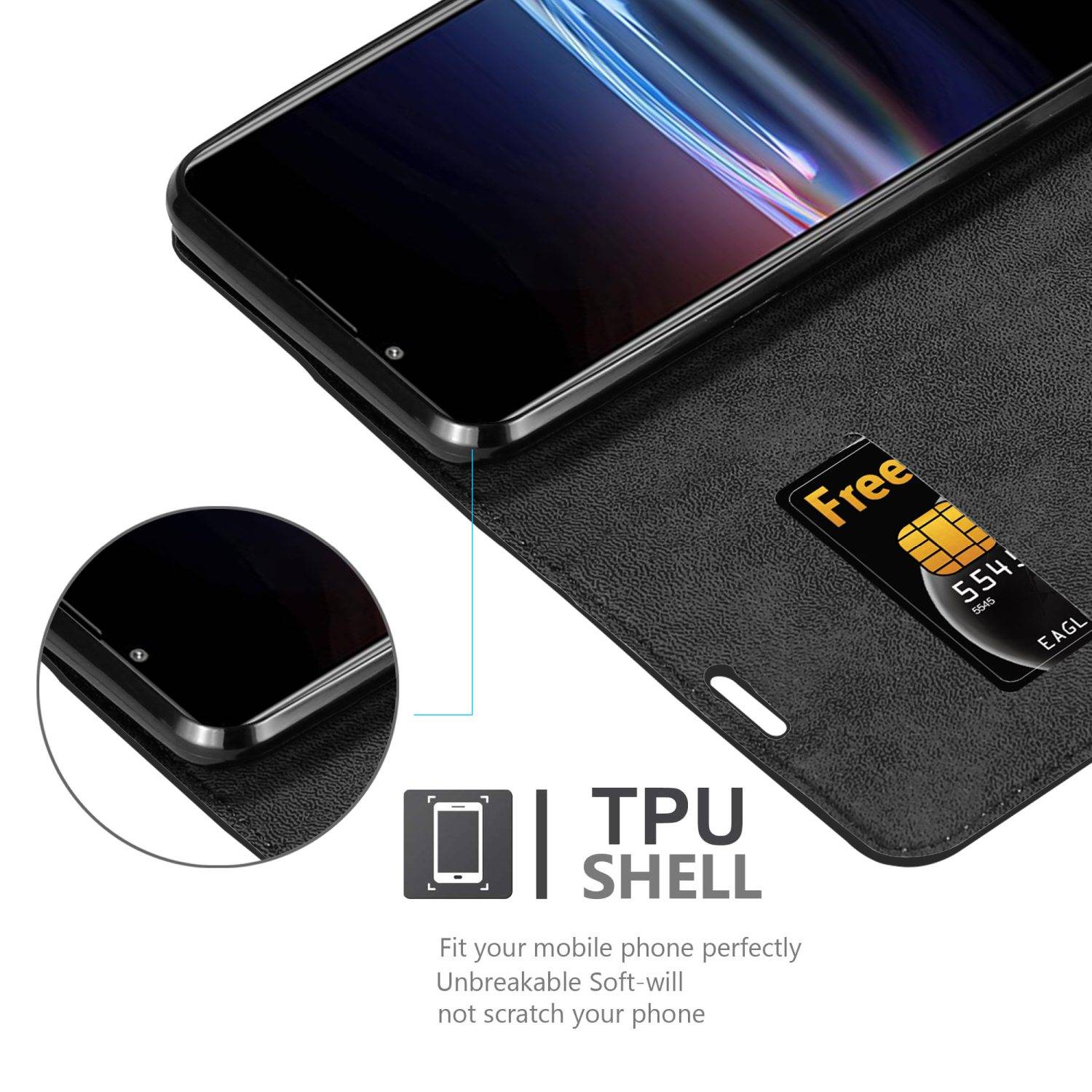 Cadorabo Hülle für Sony Xperia PRO-I Schutz Hülle in Schwarz Handyhülle Etui Case Cover Magnetverschluss