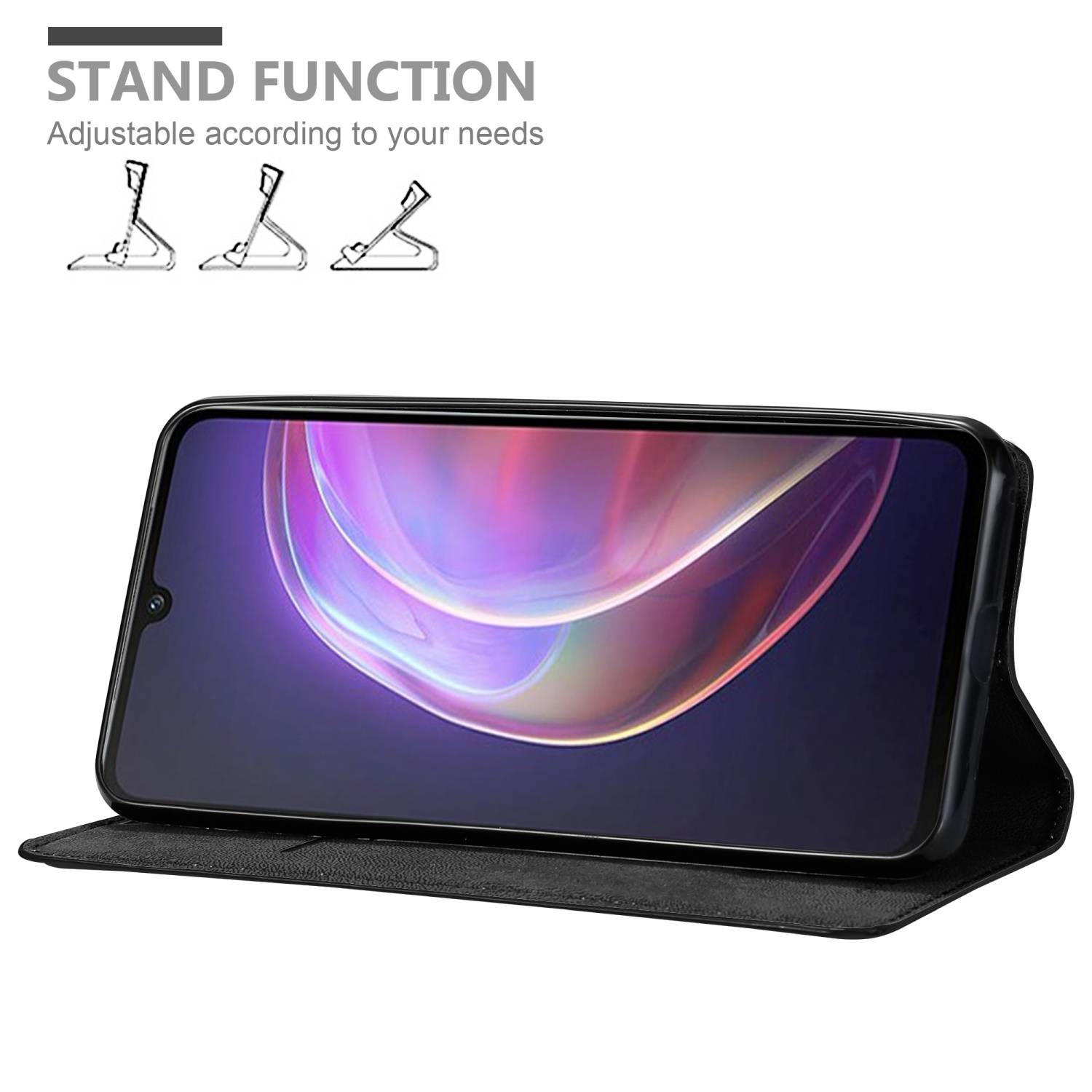 Cadorabo Hülle für Vivo V21 4G / 5G Schutz Hülle in Schwarz Handyhülle Etui Case Cover Magnetverschluss