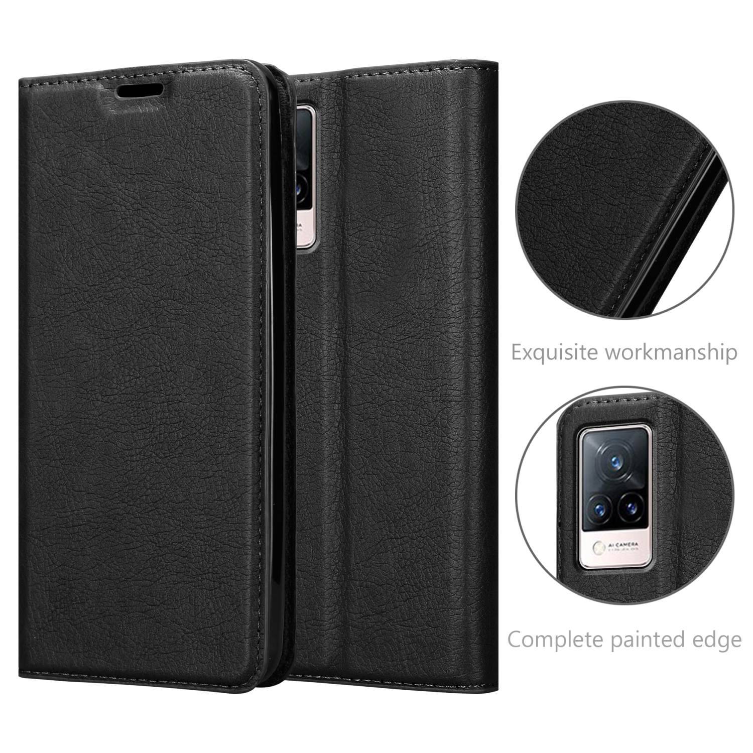 Cadorabo Hülle für Vivo V21 4G / 5G Schutz Hülle in Schwarz Handyhülle Etui Case Cover Magnetverschluss