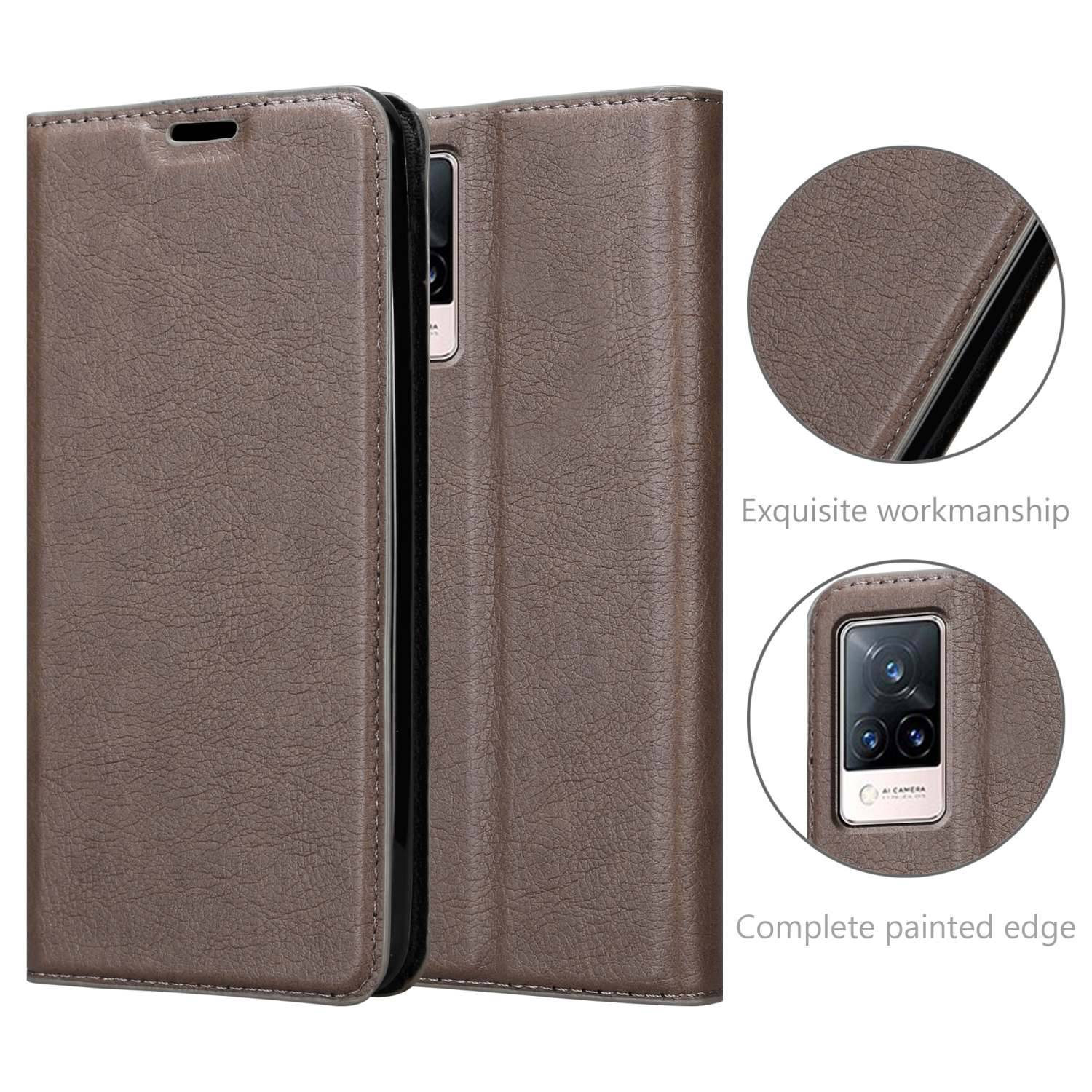 Cadorabo Hülle für Vivo V21 4G / 5G Schutz Hülle in Braun Handyhülle Etui Case Cover Magnetverschluss