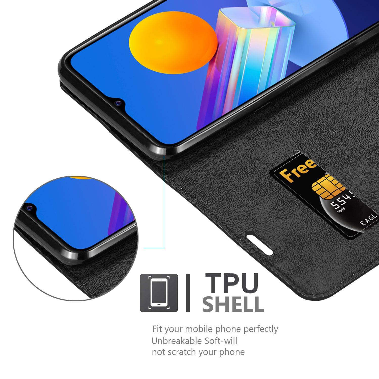 Cadorabo Hülle für Vivo Y52 5G / Y72 5G Schutz Hülle in Schwarz Handyhülle Etui Case Cover Magnetverschluss