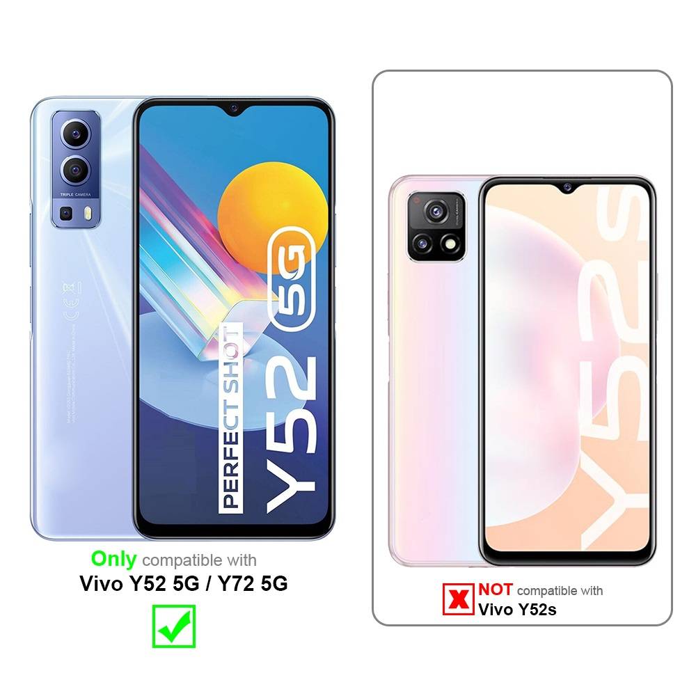 Cadorabo Hülle für Vivo Y52 5G / Y72 5G Schutz Hülle in Schwarz Handyhülle Etui Case Cover Magnetverschluss