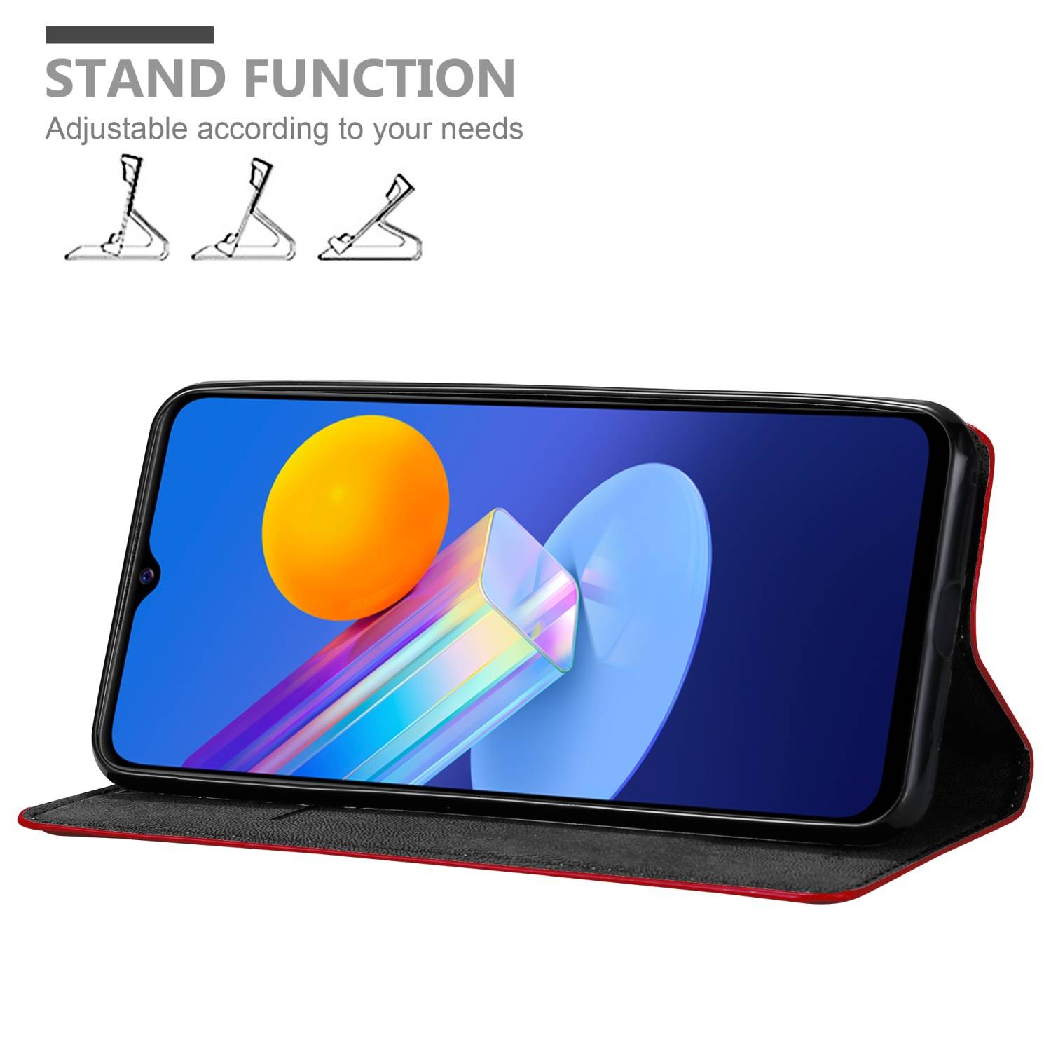 Cadorabo Hülle für Vivo Y52 5G / Y72 5G Schutz Hülle in Rot Handyhülle Etui Case Cover Magnetverschluss