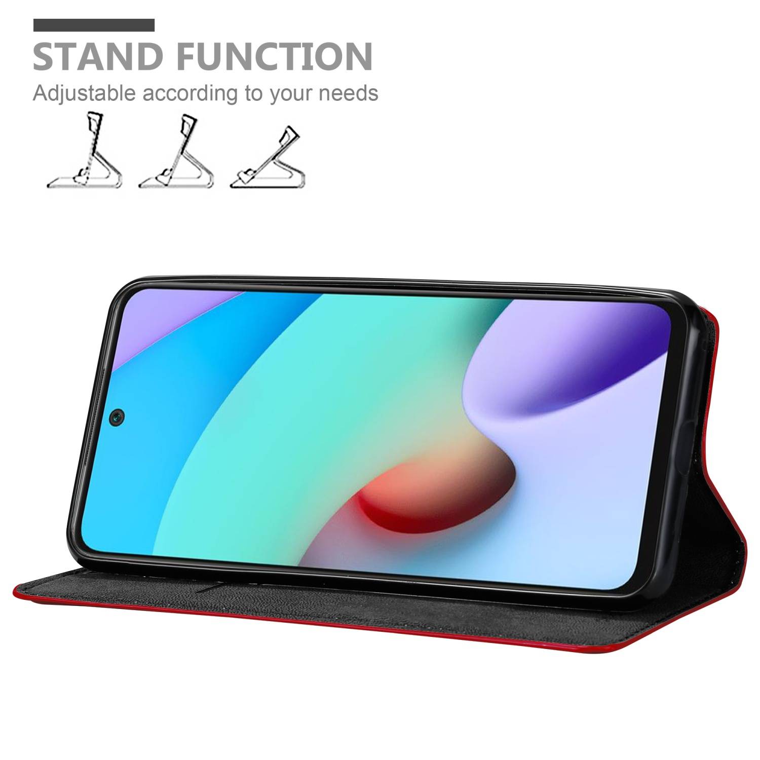 Cadorabo Hülle für Xiaomi RedMi 10 / RedMi NOTE 11 4G Schutz Hülle in Rot Handyhülle Etui Case Cover Magnetverschluss