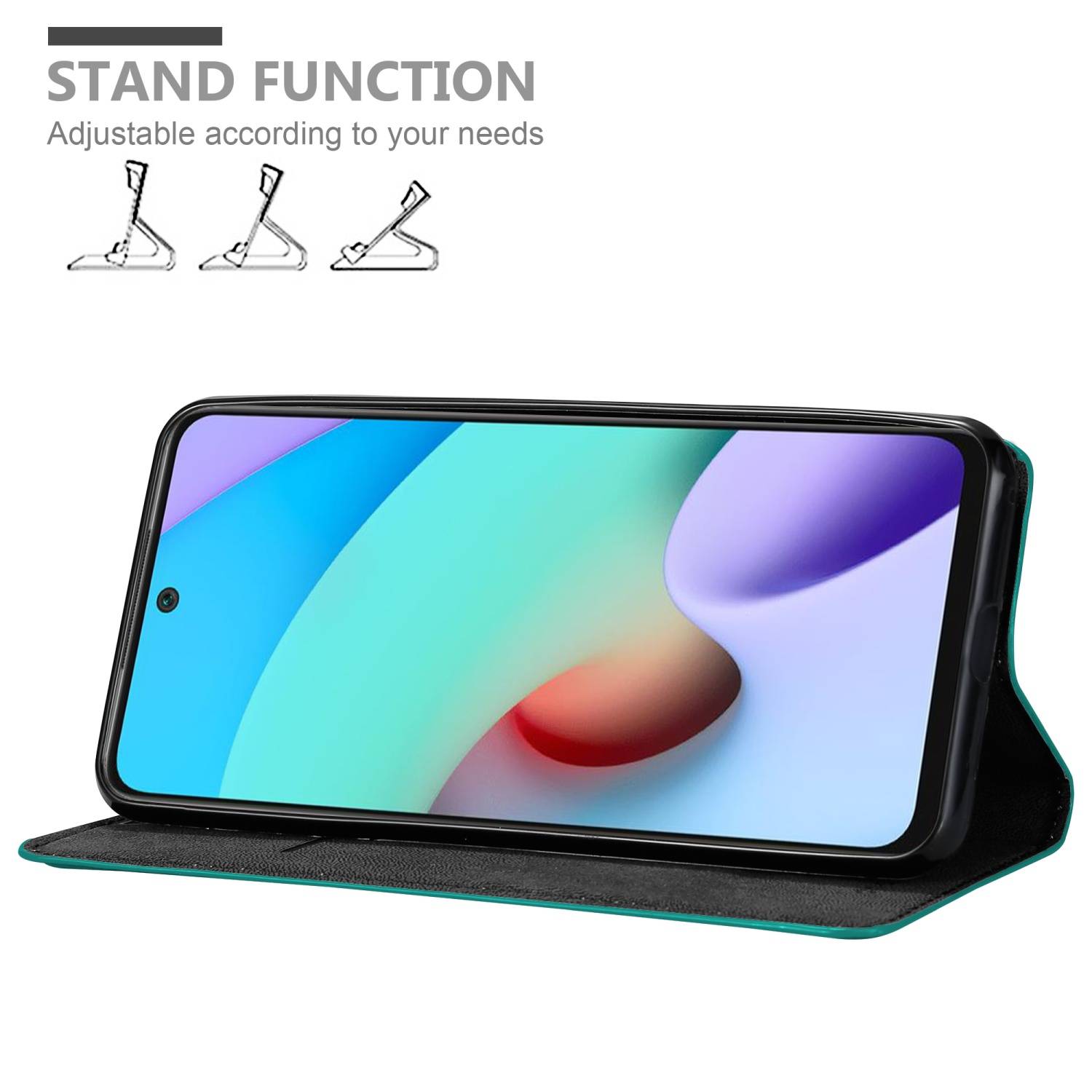 Cadorabo Hülle für Xiaomi RedMi 10 / RedMi NOTE 11 4G Schutz Hülle in Türkis Handyhülle Etui Case Cover Magnetverschluss