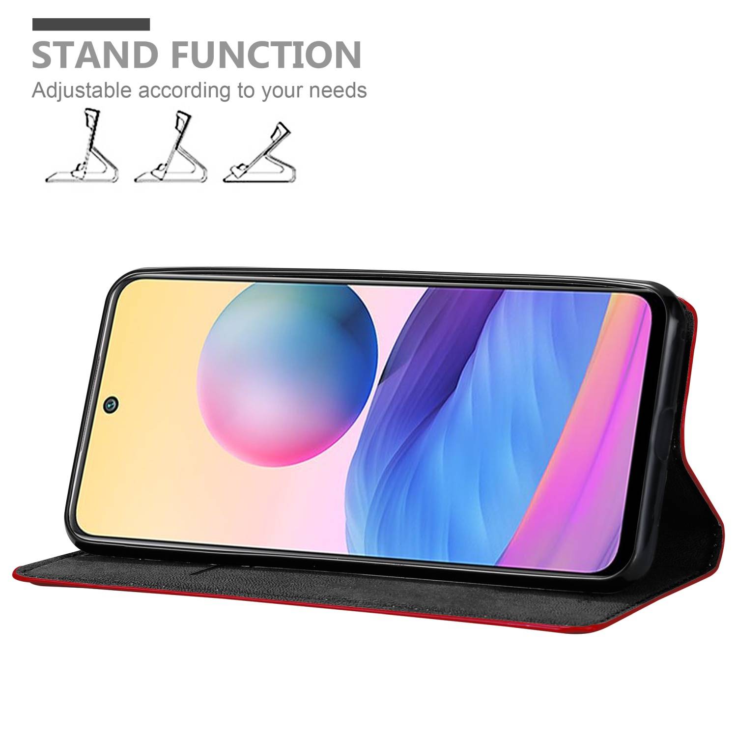 Cadorabo Hülle für Xiaomi RedMi NOTE 10 5G / POCO M3 PRO 5G Schutz Hülle in Rot Handyhülle Etui Case Cover