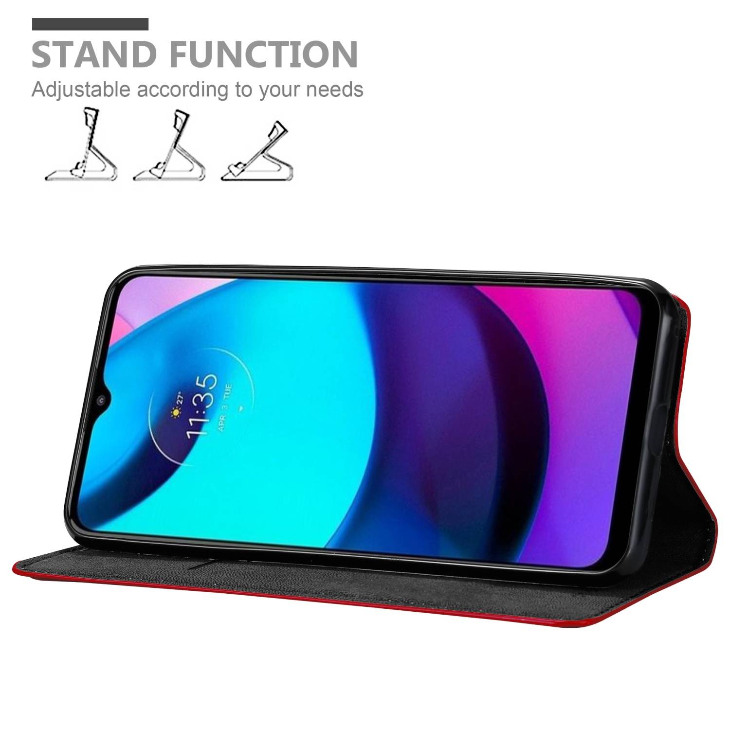 Cadorabo Hülle für Motorola MOTO E20 / E30 / E40 Schutz Hülle in Rot Handyhülle Etui Case Cover Magnetverschluss