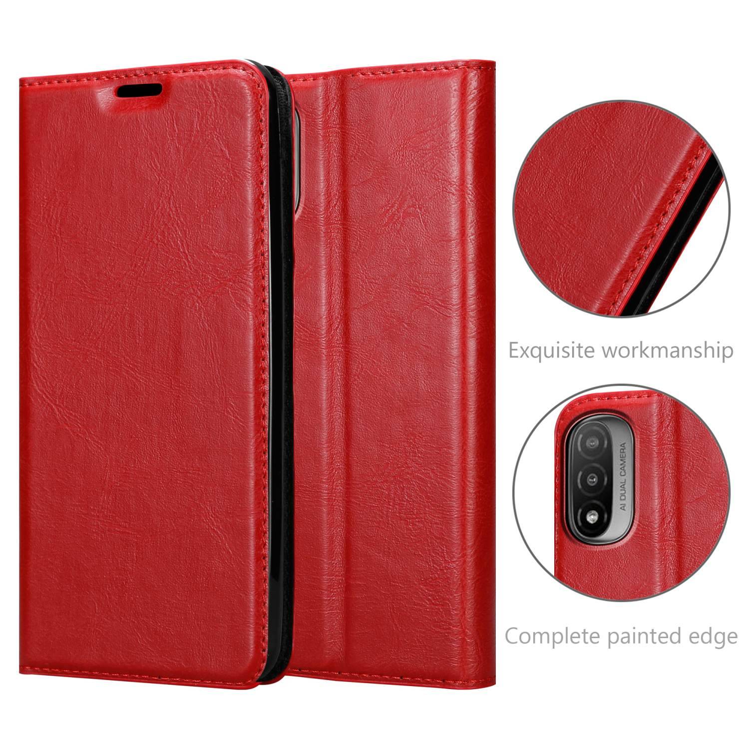 Cadorabo Hülle für Motorola MOTO E20 / E30 / E40 Schutz Hülle in Rot Handyhülle Etui Case Cover Magnetverschluss