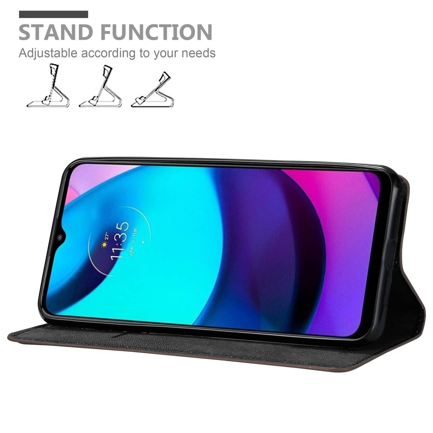 Cadorabo Hülle für Motorola MOTO E20 / E30 / E40 Schutz Hülle in Braun Handyhülle Etui Case Cover Magnetverschluss