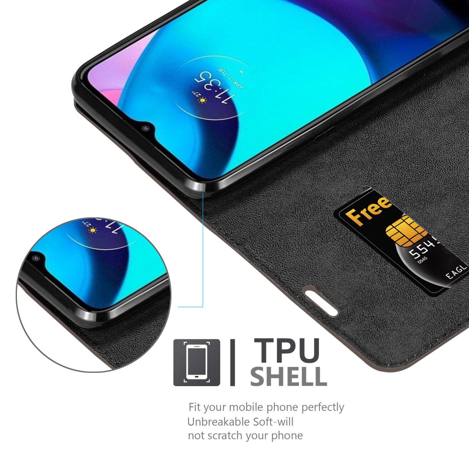 Cadorabo Hülle für Motorola MOTO E20 / E30 / E40 Schutz Hülle in Braun Handyhülle Etui Case Cover Magnetverschluss