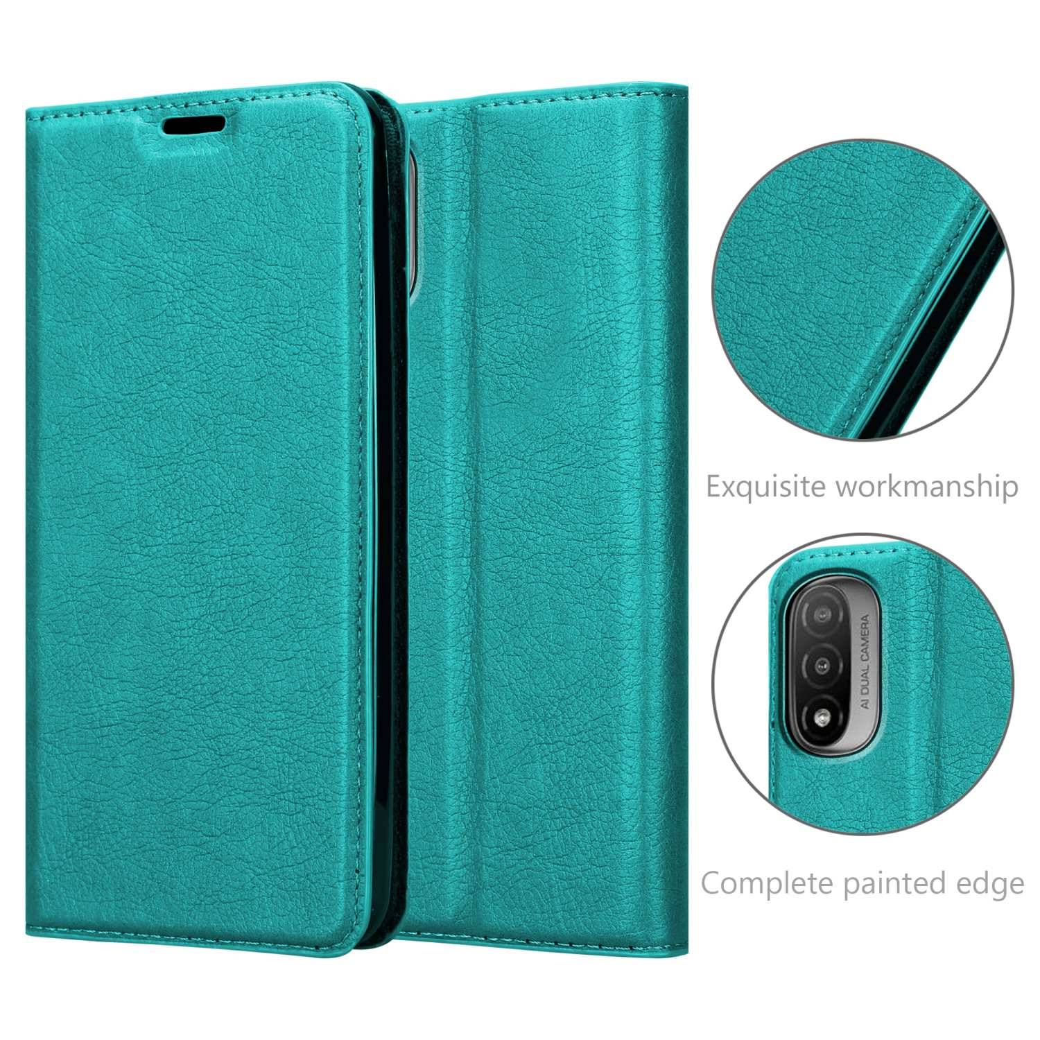 Cadorabo Hülle für Motorola MOTO E20 / E30 / E40 Schutz Hülle in Türkis Handyhülle Etui Case Cover Magnetverschluss