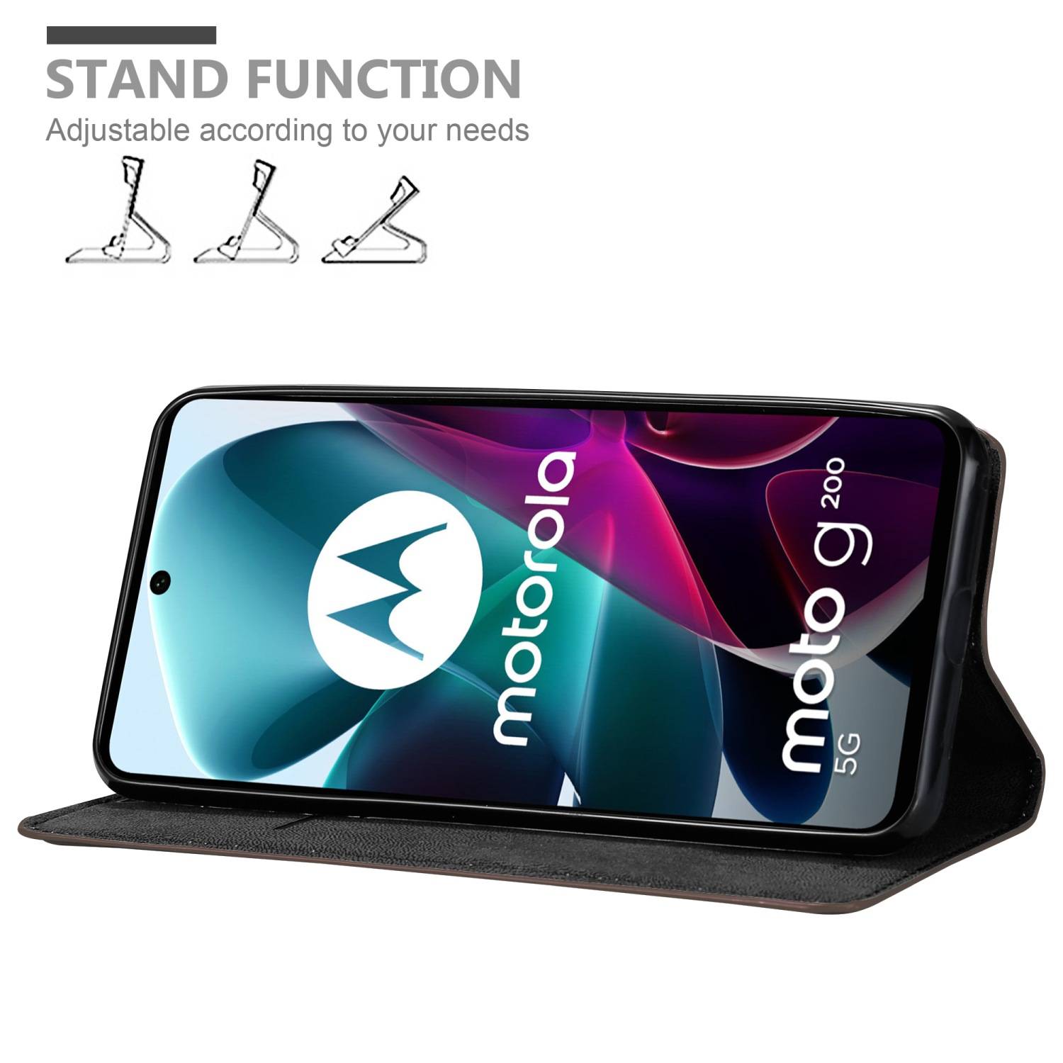 Cadorabo Hülle für Motorola MOTO G200 5G Schutz Hülle in Braun Handyhülle Etui Case Cover Magnetverschluss