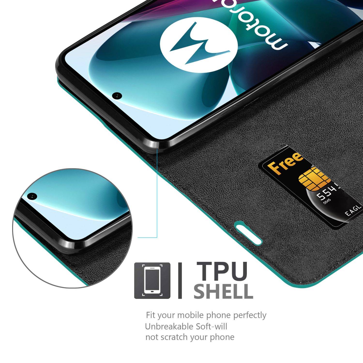 Cadorabo Hülle für Motorola MOTO G200 5G Schutz Hülle in Türkis Handyhülle Etui Case Cover Magnetverschluss