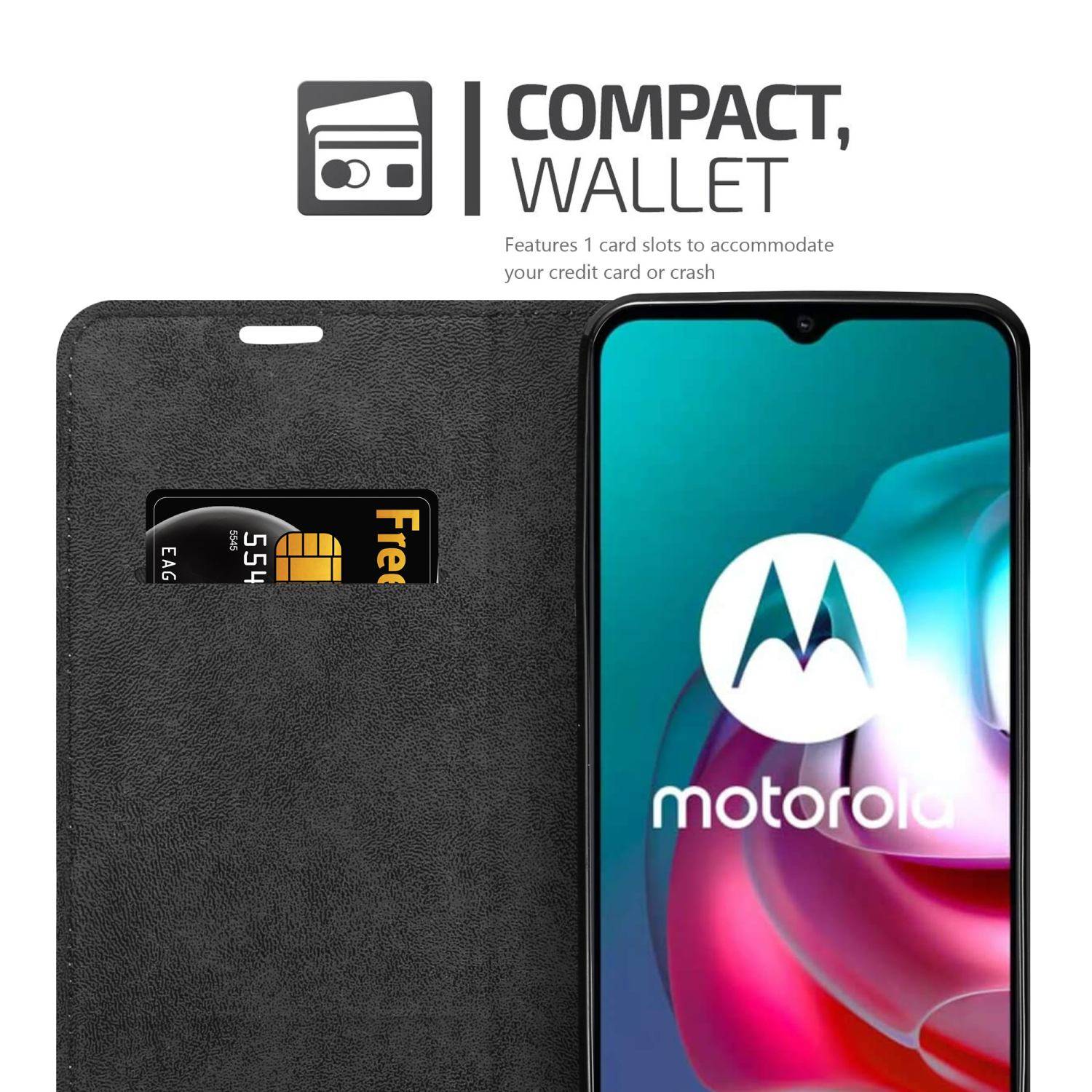 Cadorabo Hülle für Motorola MOTO G10 / G30 Schutz Hülle in Braun Handyhülle Etui Case Cover Magnetverschluss