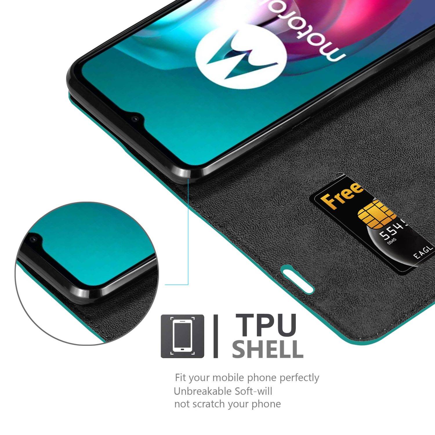 Cadorabo Hülle für Motorola MOTO G10 / G30 Schutz Hülle in Türkis Handyhülle Etui Case Cover Magnetverschluss
