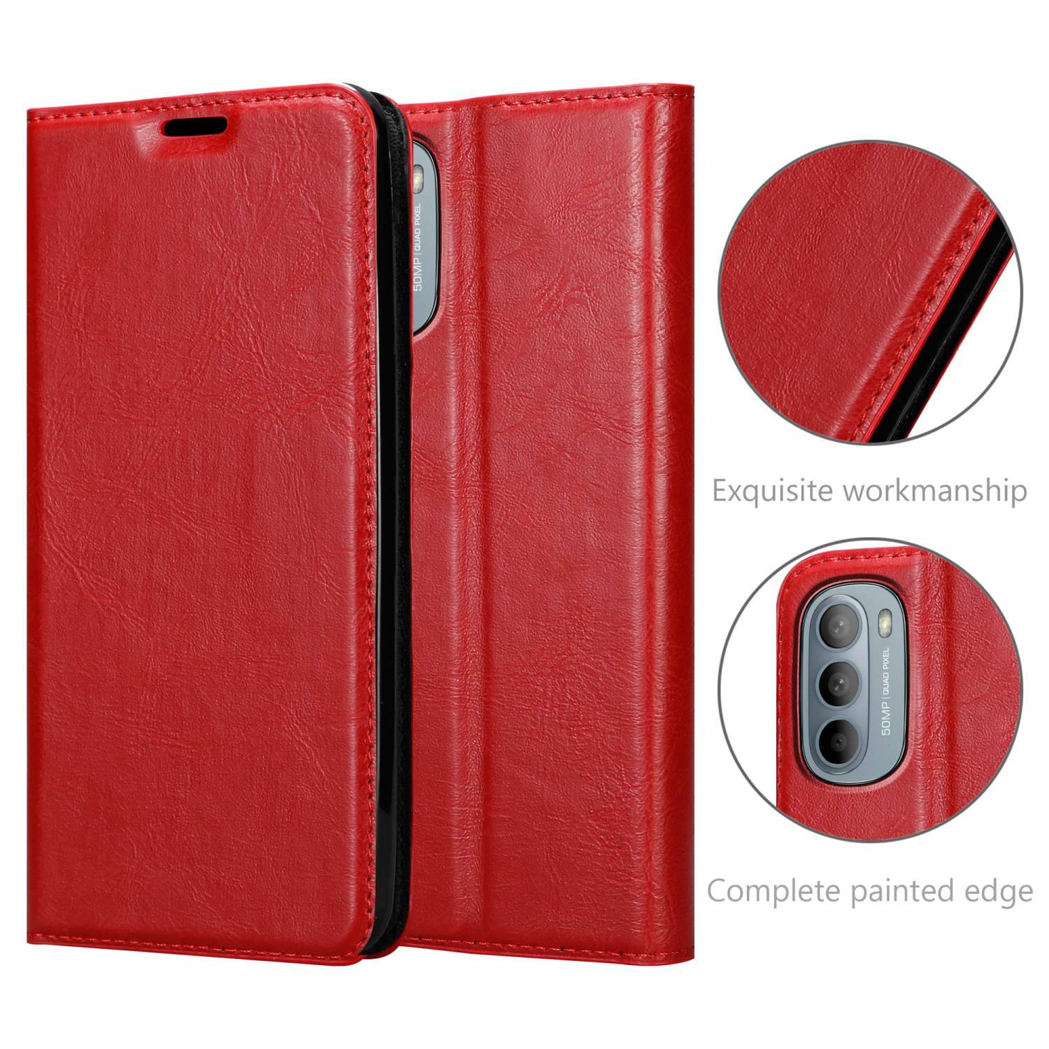 Cadorabo Hülle für Motorola MOTO G31 / G41 Schutz Hülle in Rot Handyhülle Etui Case Cover Magnetverschluss