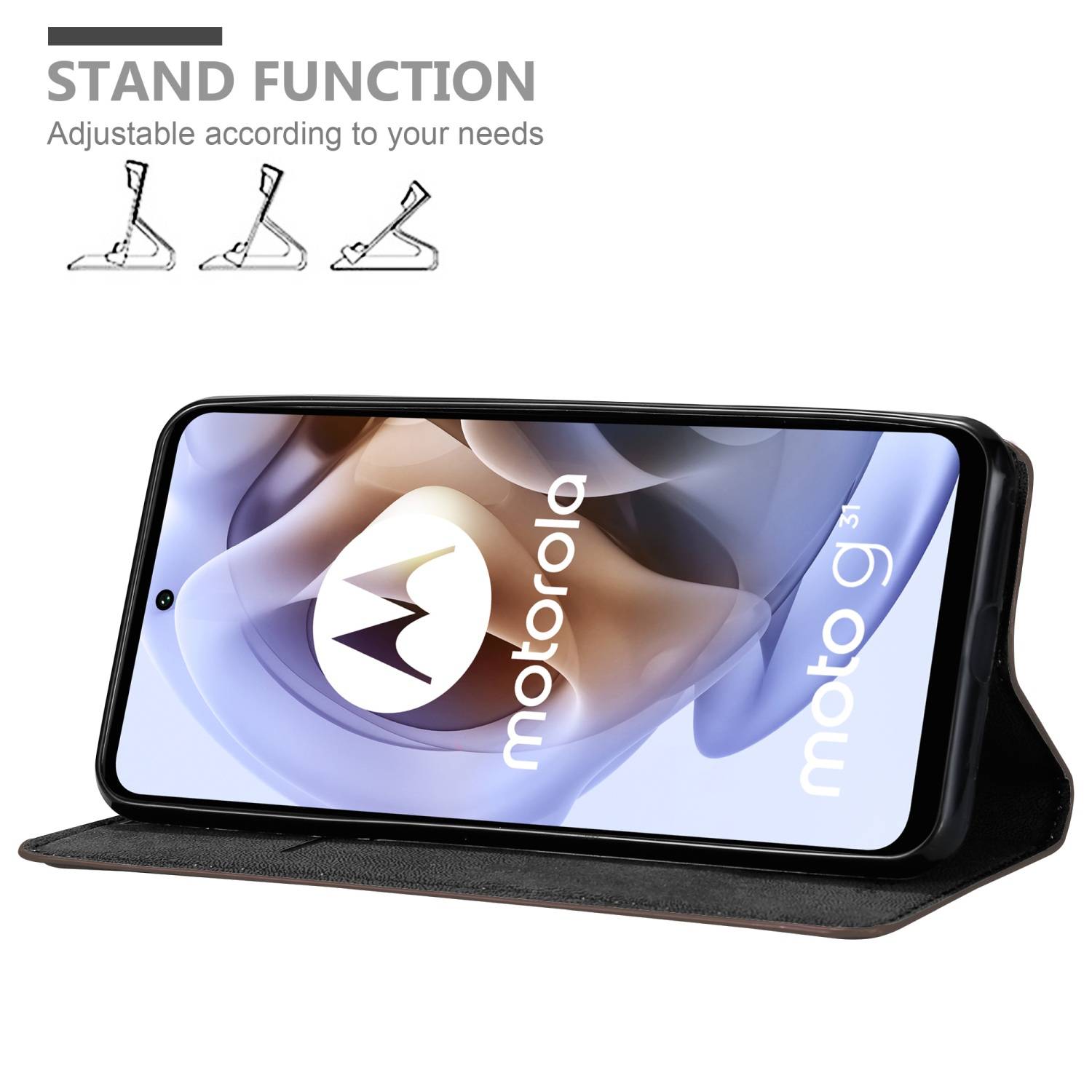 Cadorabo Hülle für Motorola MOTO G31 / G41 Schutz Hülle in Braun Handyhülle Etui Case Cover Magnetverschluss