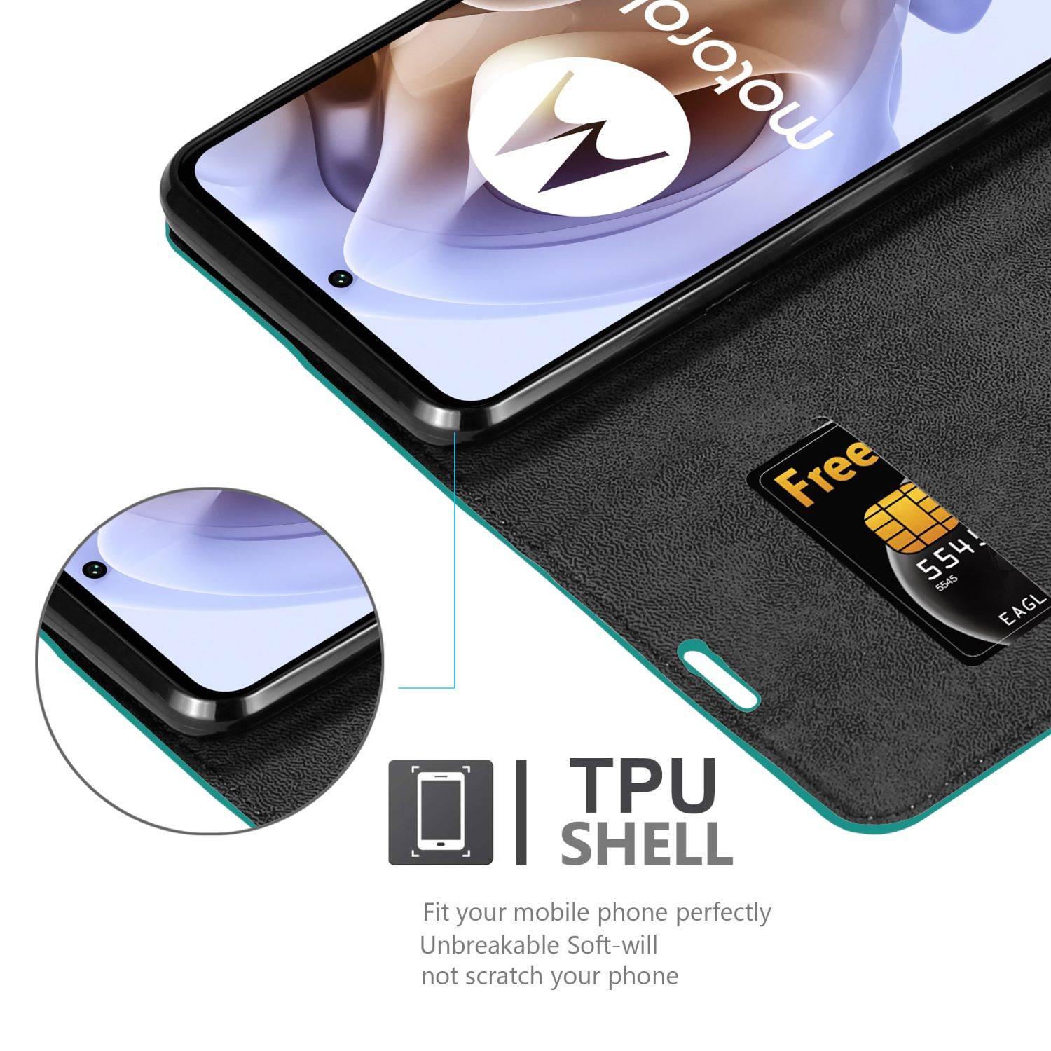 Cadorabo Hülle für Motorola MOTO G31 / G41 Schutz Hülle in Türkis Handyhülle Etui Case Cover Magnetverschluss