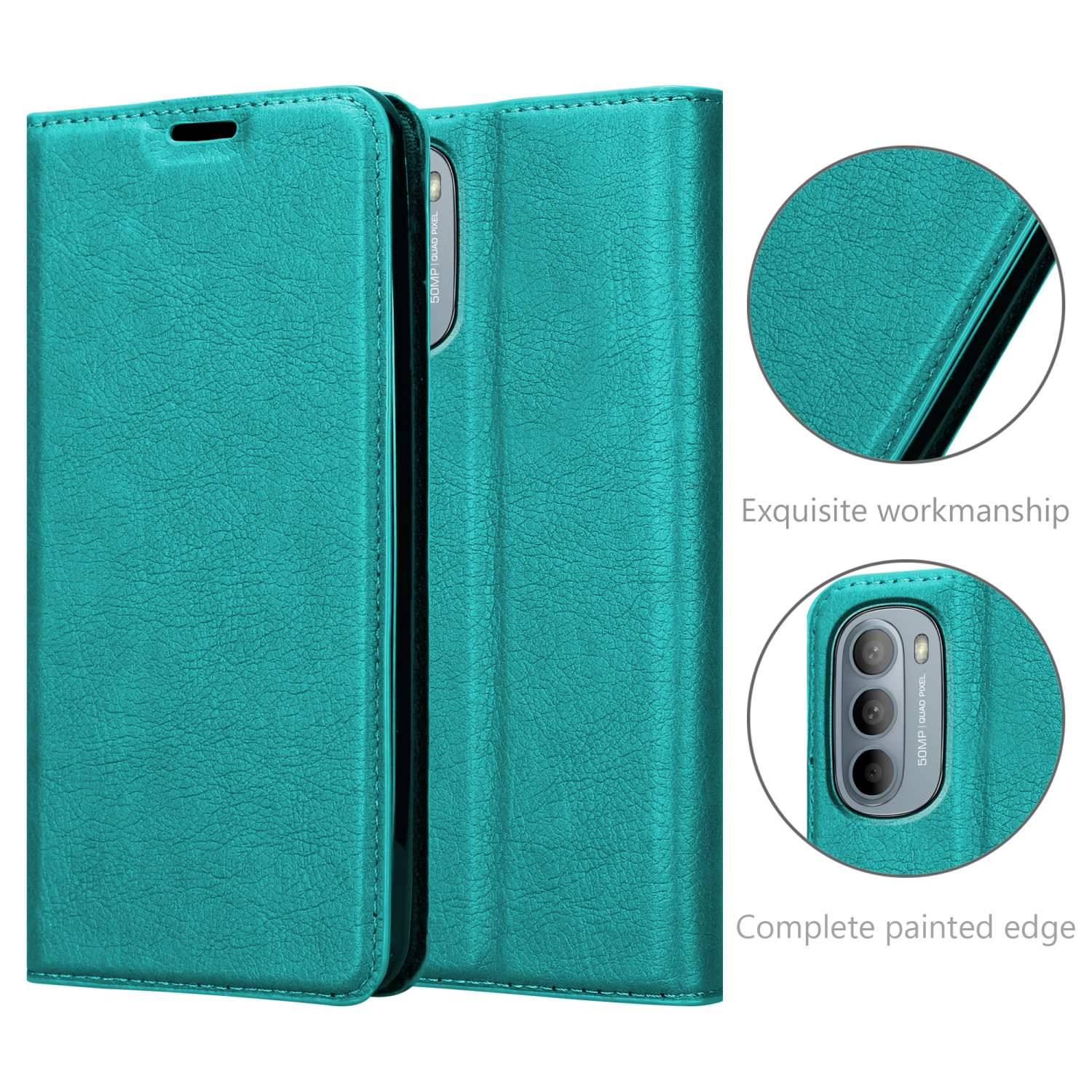 Cadorabo Hülle für Motorola MOTO G31 / G41 Schutz Hülle in Türkis Handyhülle Etui Case Cover Magnetverschluss