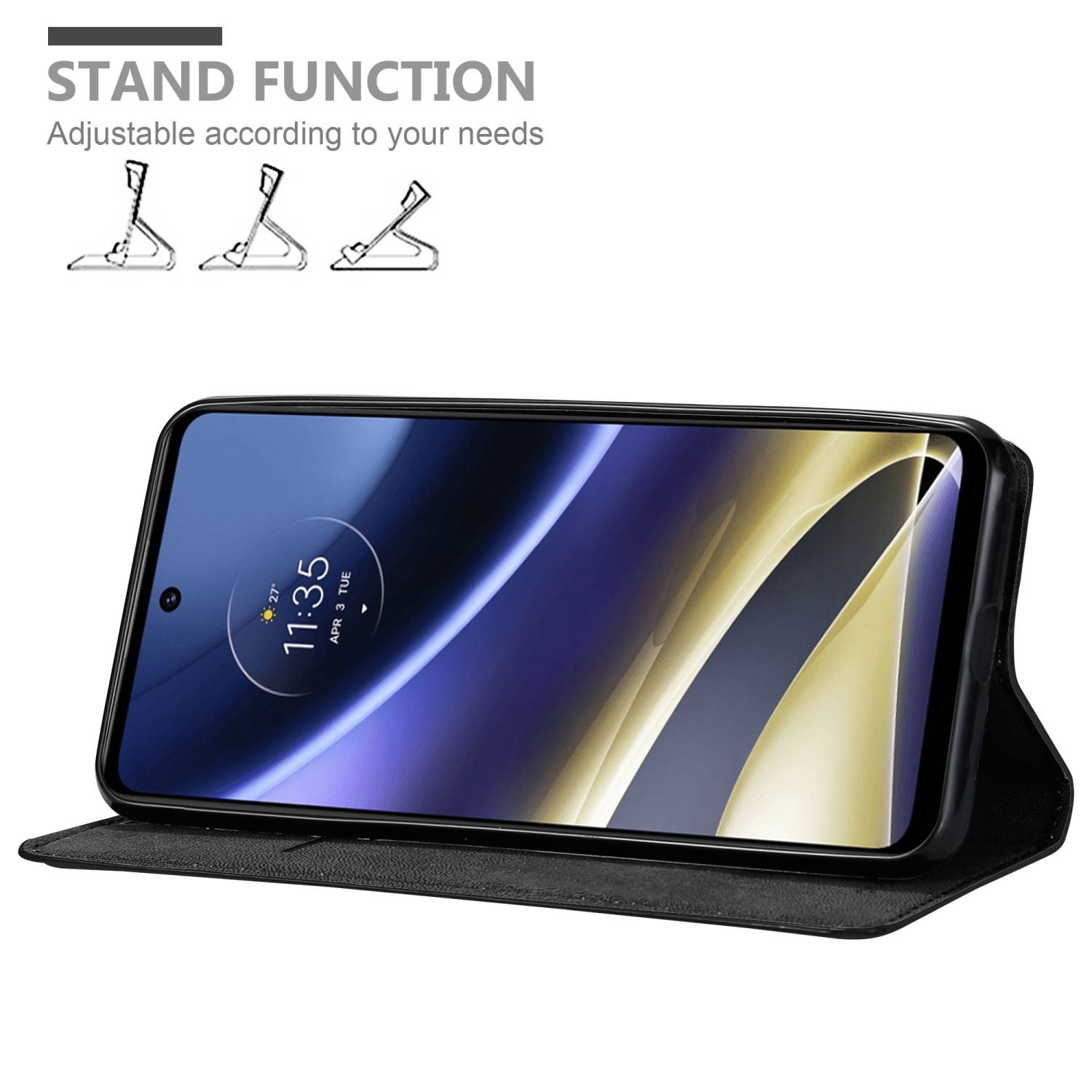 Cadorabo Hülle für Motorola MOTO G51 5G Schutz Hülle in Schwarz Handyhülle Etui Case Cover Magnetverschluss