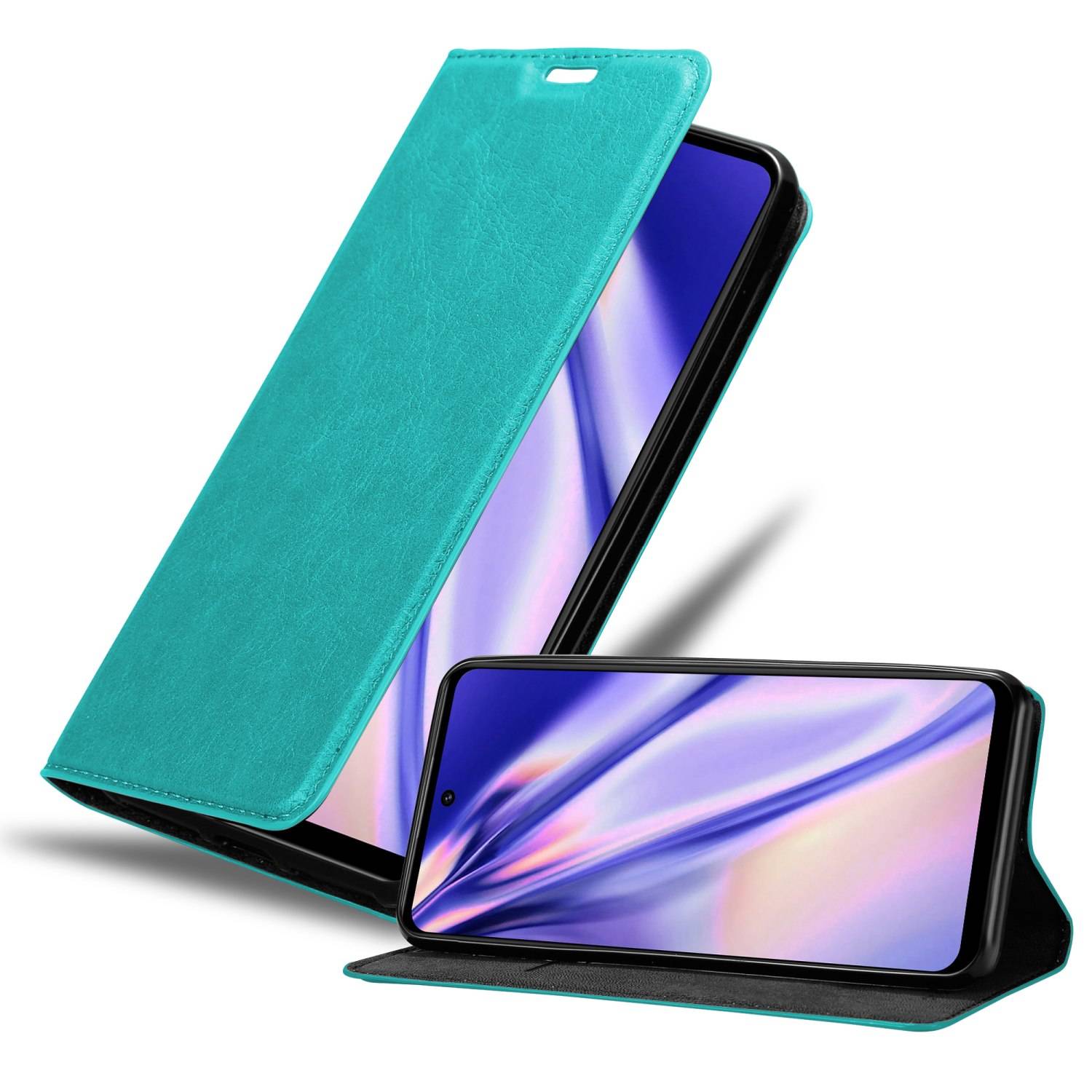 Cadorabo Hülle für Motorola MOTO G51 5G Schutz Hülle in Türkis Handyhülle Etui Case Cover Magnetverschluss