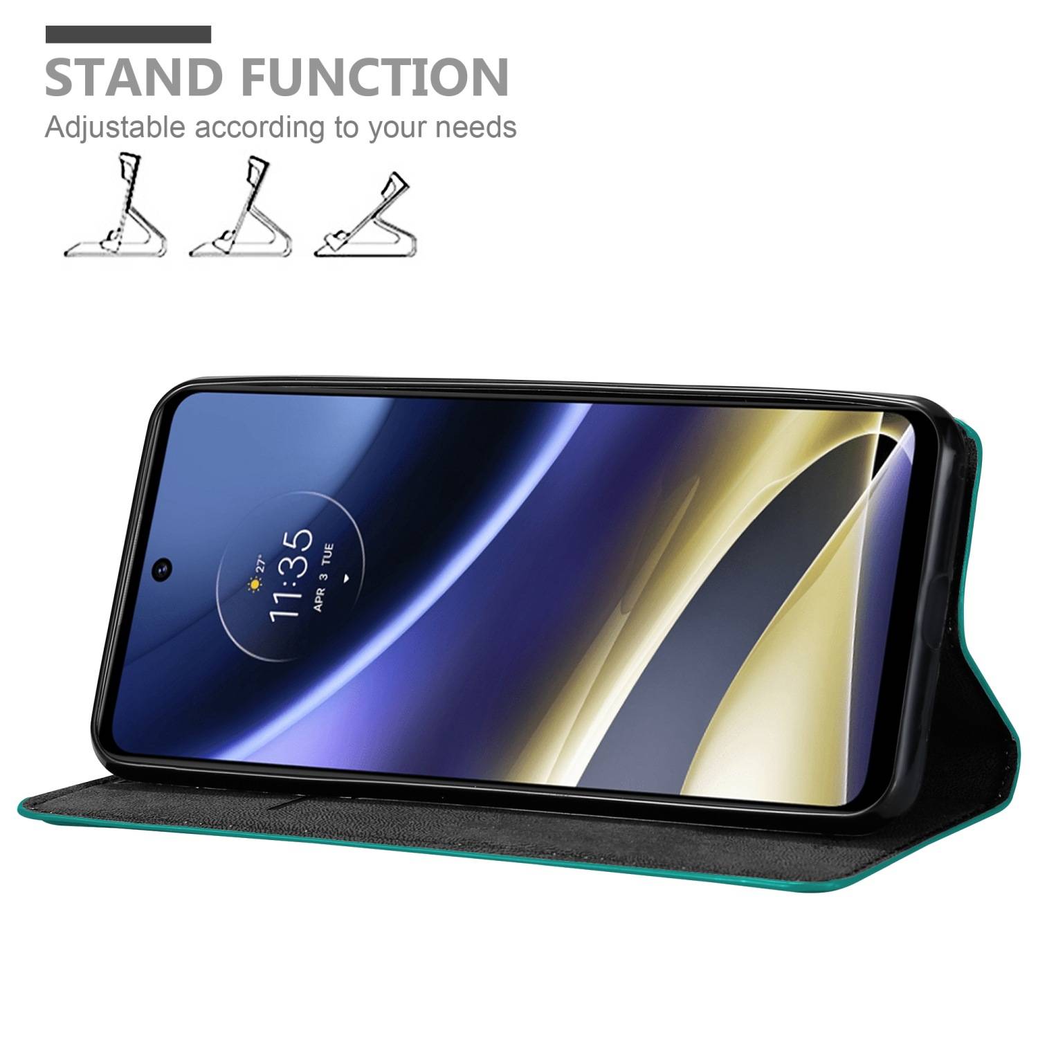 Cadorabo Hülle für Motorola MOTO G51 5G Schutz Hülle in Türkis Handyhülle Etui Case Cover Magnetverschluss