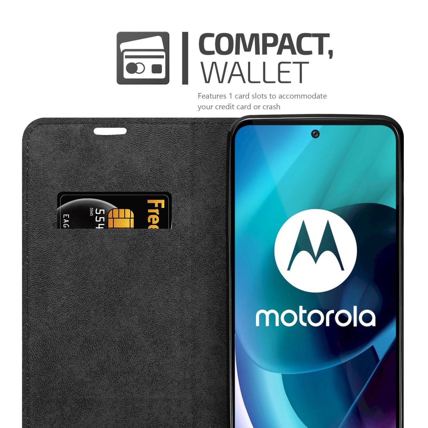 Cadorabo Hülle für Motorola MOTO G71 5G Schutz Hülle in Schwarz Handyhülle Etui Case Cover Magnetverschluss