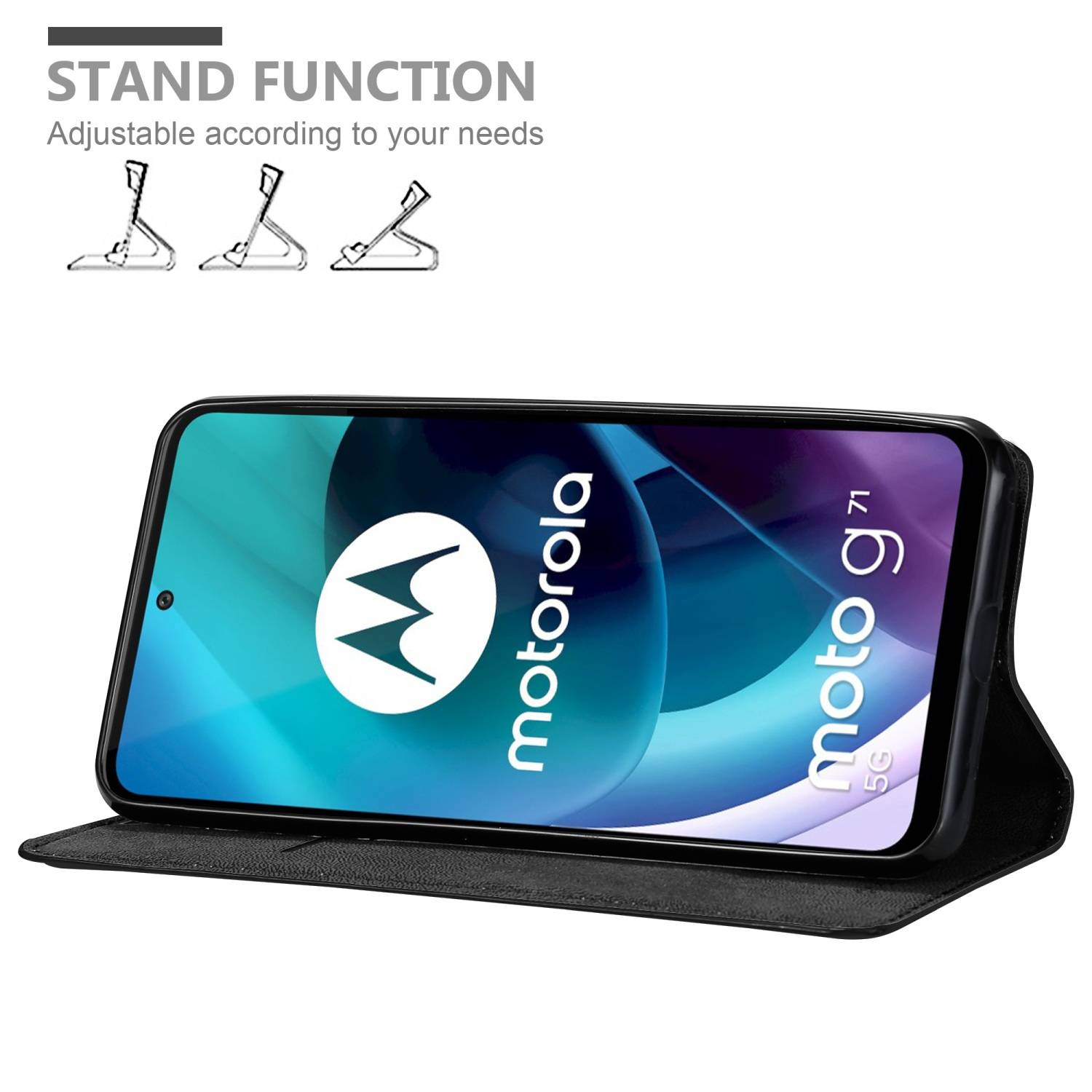 Cadorabo Hülle für Motorola MOTO G71 5G Schutz Hülle in Schwarz Handyhülle Etui Case Cover Magnetverschluss
