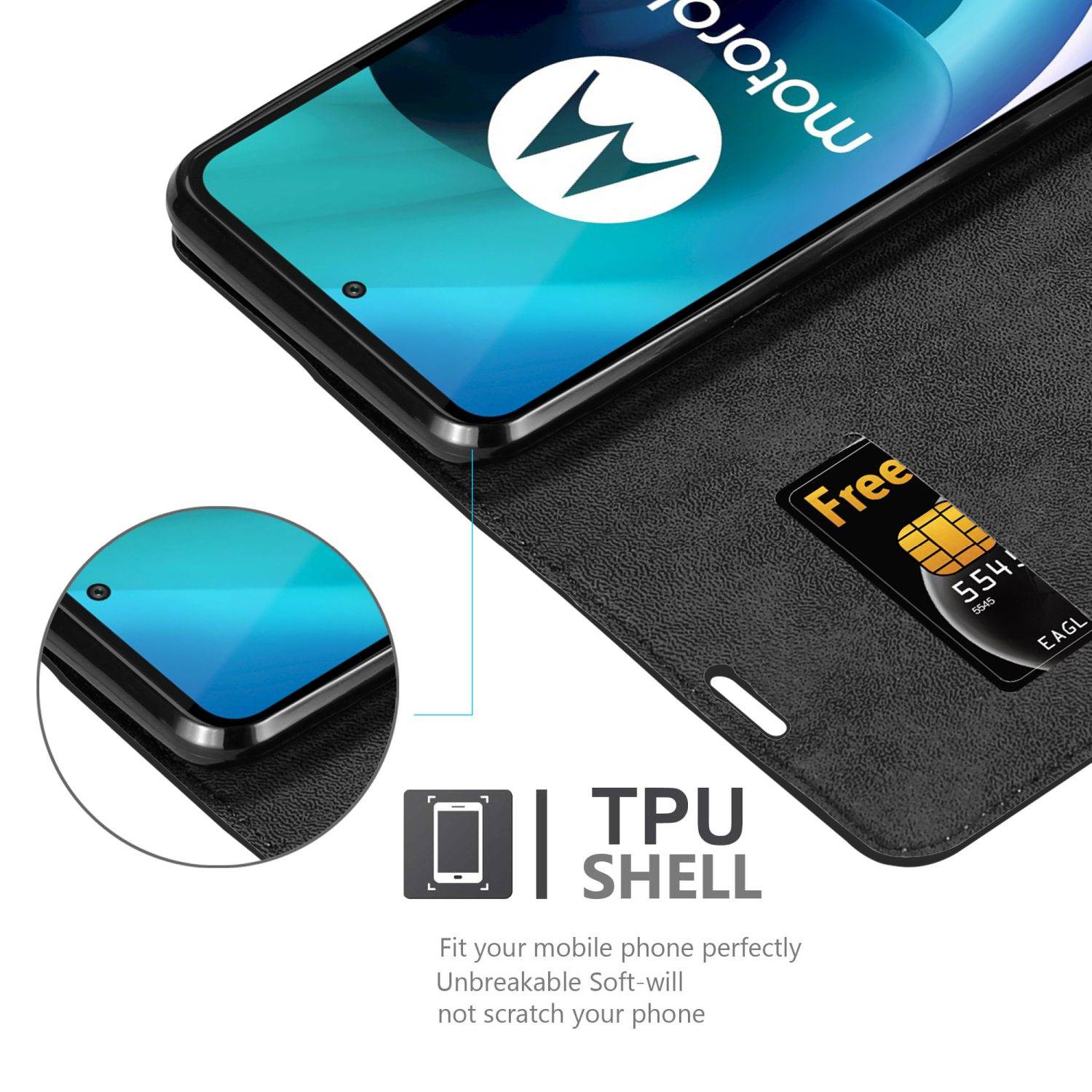 Cadorabo Hülle für Motorola MOTO G71 5G Schutz Hülle in Schwarz Handyhülle Etui Case Cover Magnetverschluss