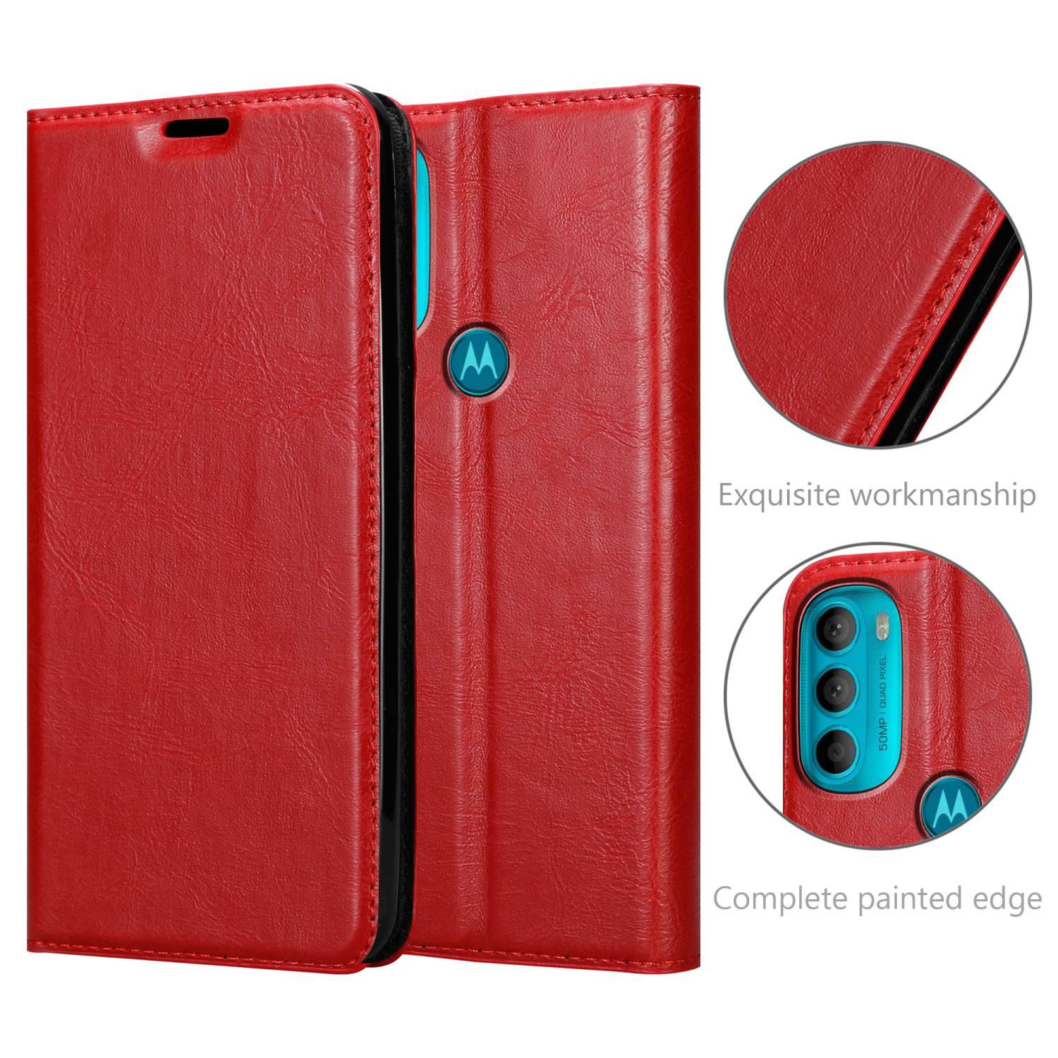 Cadorabo Hülle für Motorola MOTO G71 5G Schutz Hülle in Rot Handyhülle Etui Case Cover Magnetverschluss
