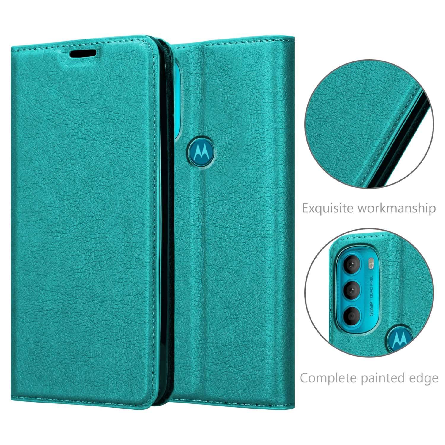 Cadorabo Hülle für Motorola MOTO G71 5G Schutz Hülle in Türkis Handyhülle Etui Case Cover Magnetverschluss
