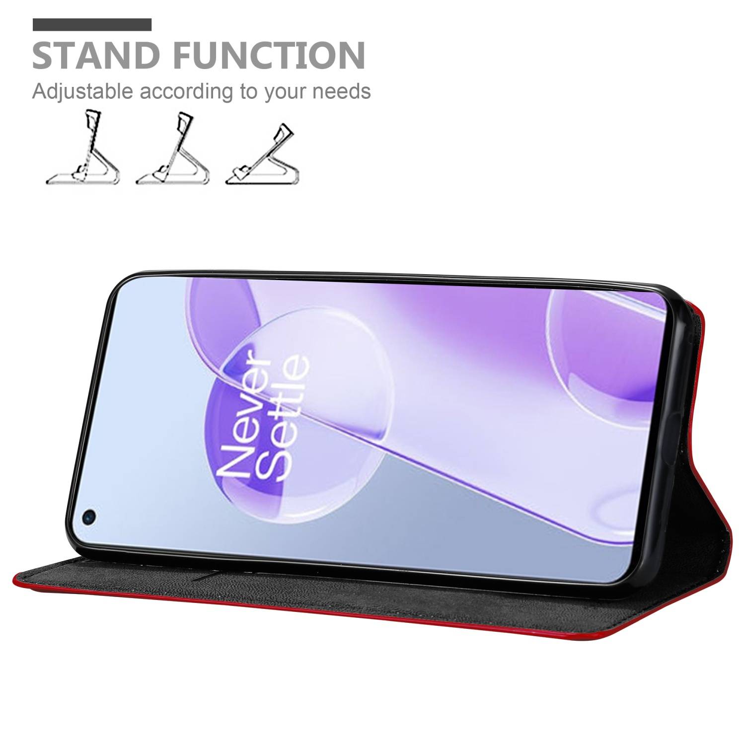 Cadorabo Hülle für OnePlus 9RT 5G Schutz Hülle in Rot Handyhülle Etui Case Cover Magnetverschluss