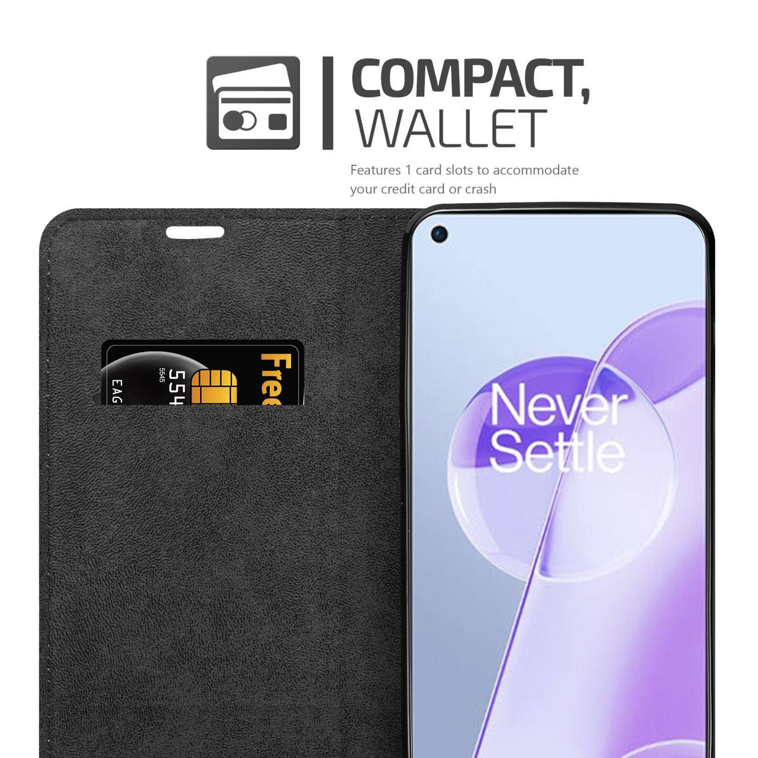 Cadorabo Hülle für OnePlus 9RT 5G Schutz Hülle in Braun Handyhülle Etui Case Cover Magnetverschluss