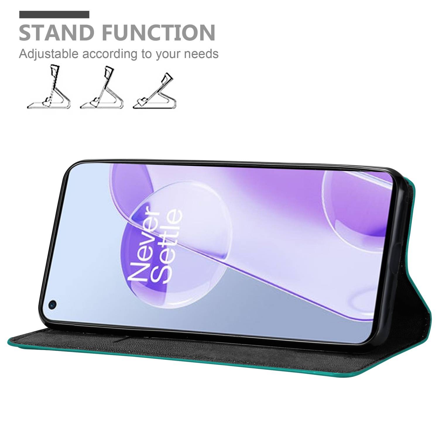 Cadorabo Hülle für OnePlus 9RT 5G Schutz Hülle in Türkis Handyhülle Etui Case Cover Magnetverschluss