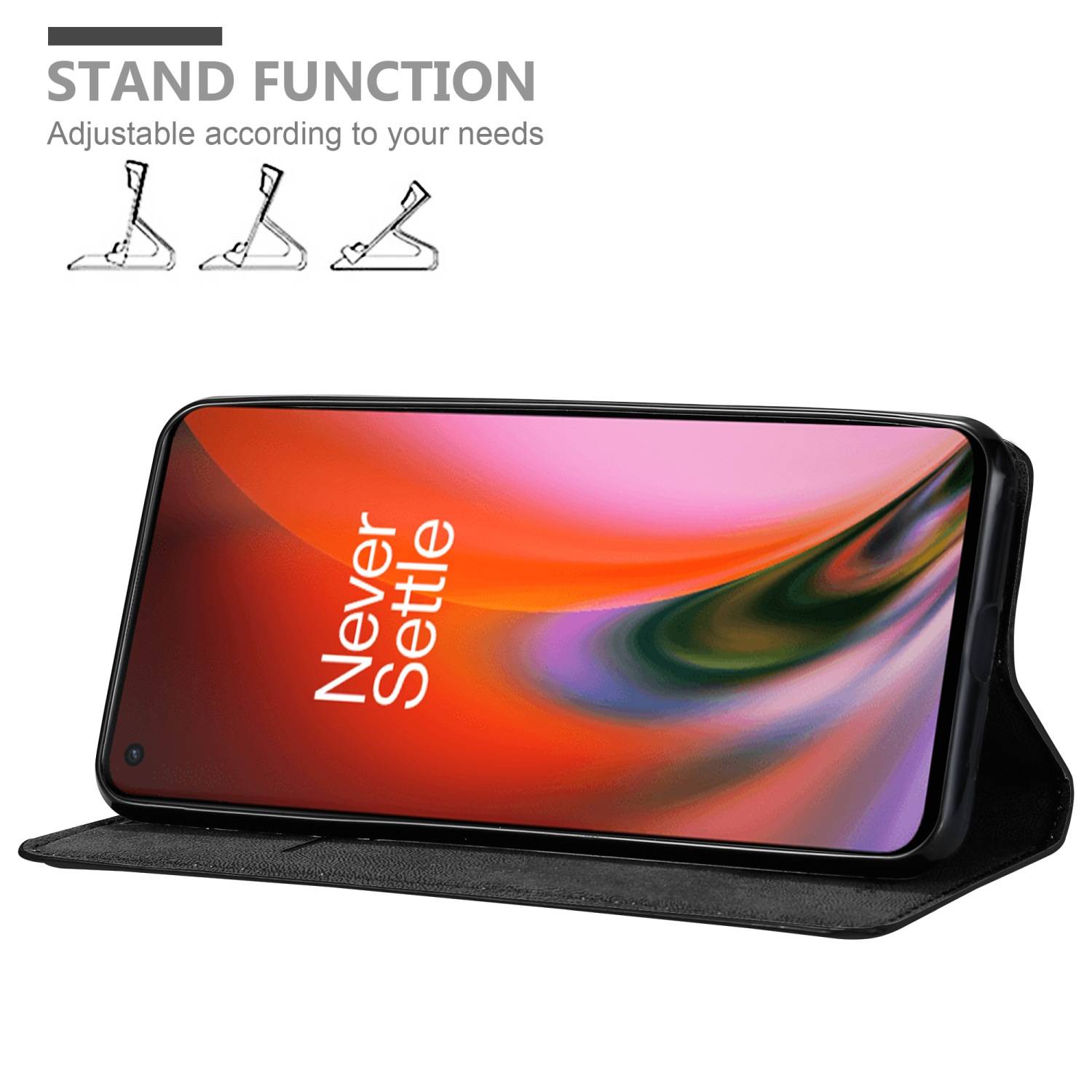 Cadorabo Hülle für OnePlus Nord 2 5G Schutz Hülle in Schwarz Handyhülle Etui Case Cover Magnetverschluss