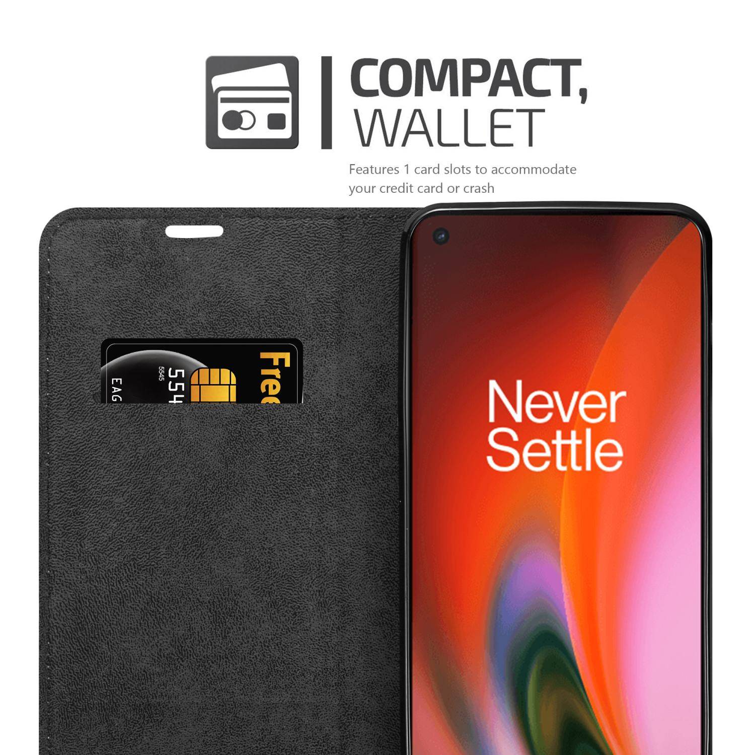 Cadorabo Hülle für OnePlus Nord 2 5G Schutz Hülle in Schwarz Handyhülle Etui Case Cover Magnetverschluss