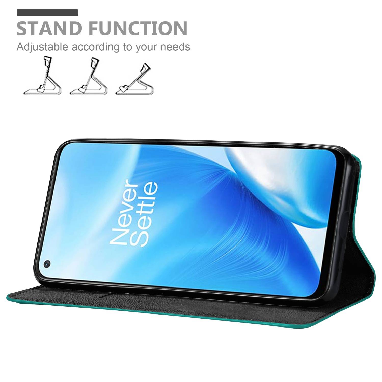 Cadorabo Hülle für OnePlus Nord N200 5G Schutz Hülle in Türkis Handyhülle Etui Case Cover Magnetverschluss