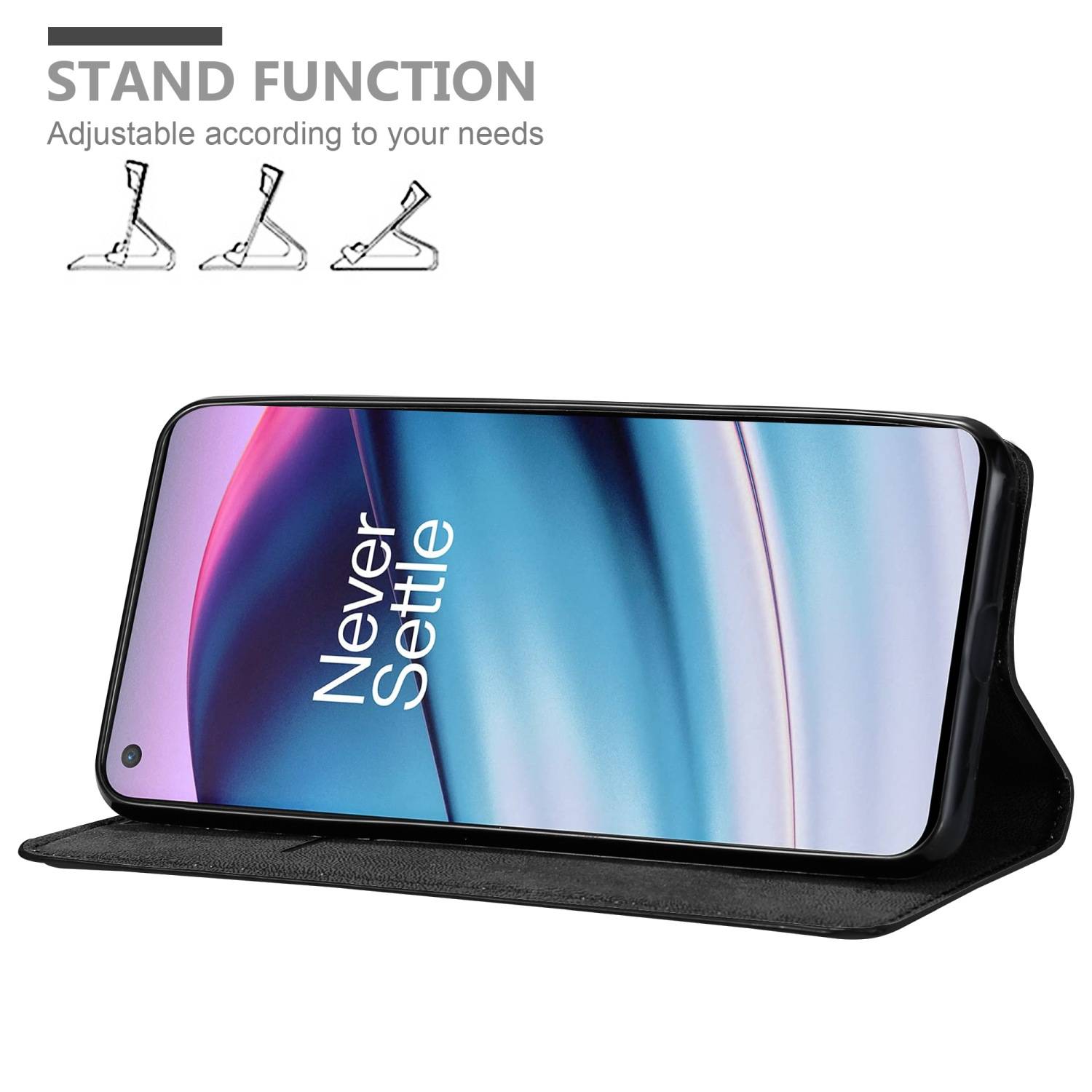 Cadorabo Hülle für OnePlus Nord CE 5G Schutz Hülle in Schwarz Handyhülle Etui Case Cover Magnetverschluss