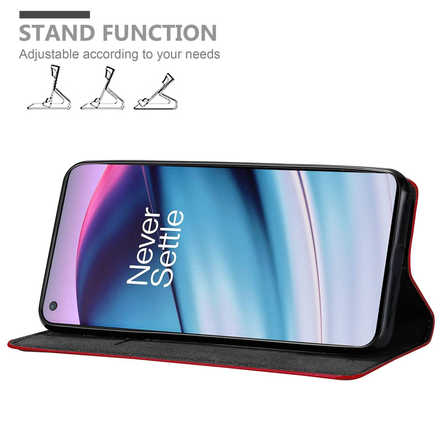 Cadorabo Hülle für OnePlus Nord CE 5G Schutz Hülle in Rot Handyhülle Etui Case Cover Magnetverschluss