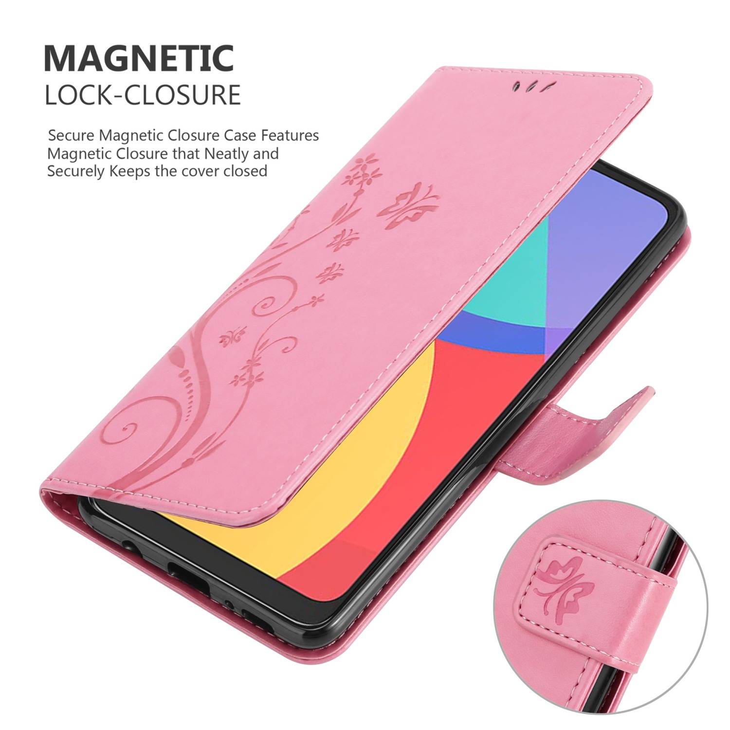 Cadorabo Hülle für Alcatel 1S 2021 / 3L 2021 Schutz Hülle in Rosa Schutzhülle Handy Hülle Etui Case Blumen Flower