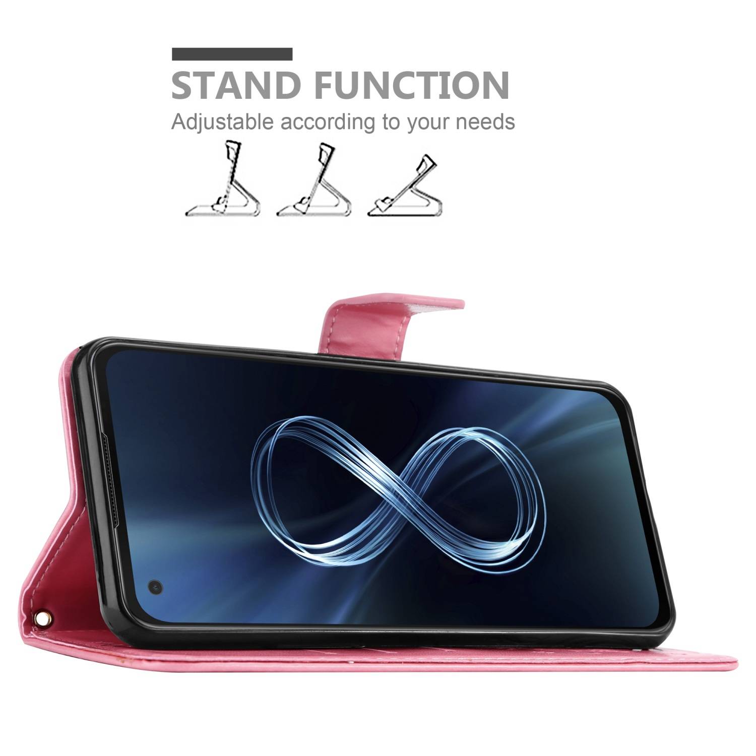 Cadorabo Hülle für Asus ZenFone 8 Schutz Hülle in Rosa Schutzhülle Handy Hülle Etui Case Blumen Flower