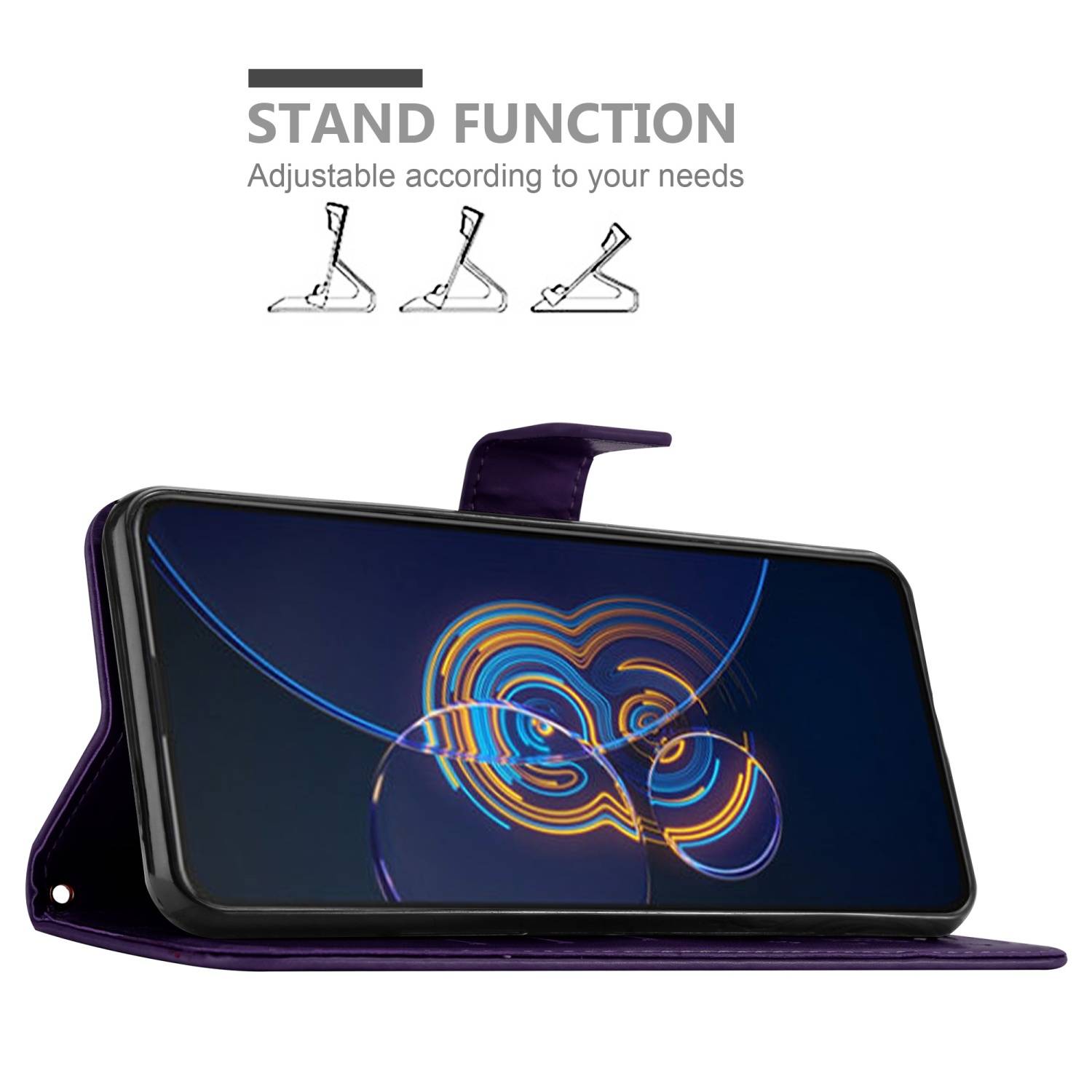 Cadorabo Hülle für Asus ZenFone 8 FLIP Schutz Hülle in Lila Schutzhülle Handy Hülle Etui Case Blumen Flower