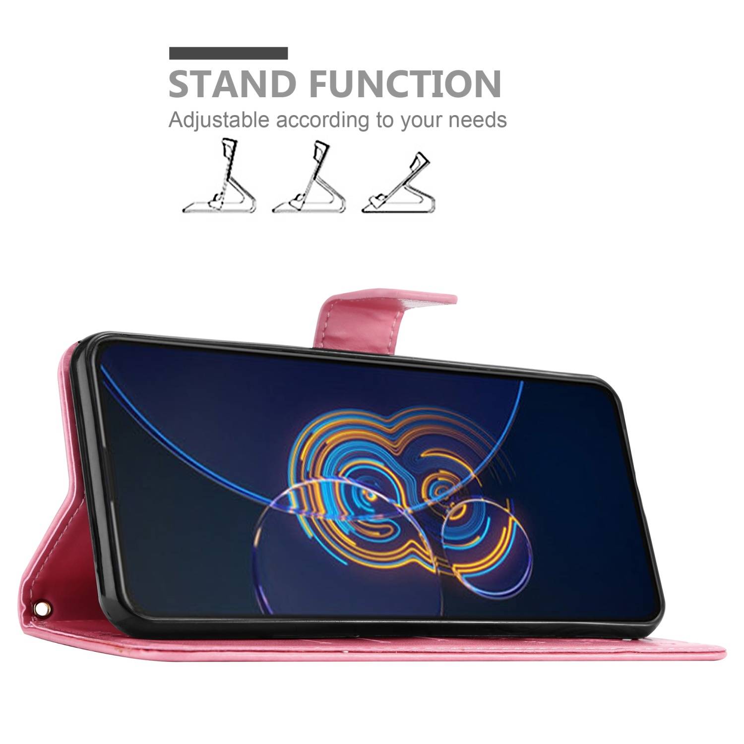 Cadorabo Hülle für Asus ZenFone 8 FLIP Schutz Hülle in Rosa Schutzhülle Handy Hülle Etui Case Blumen Flower