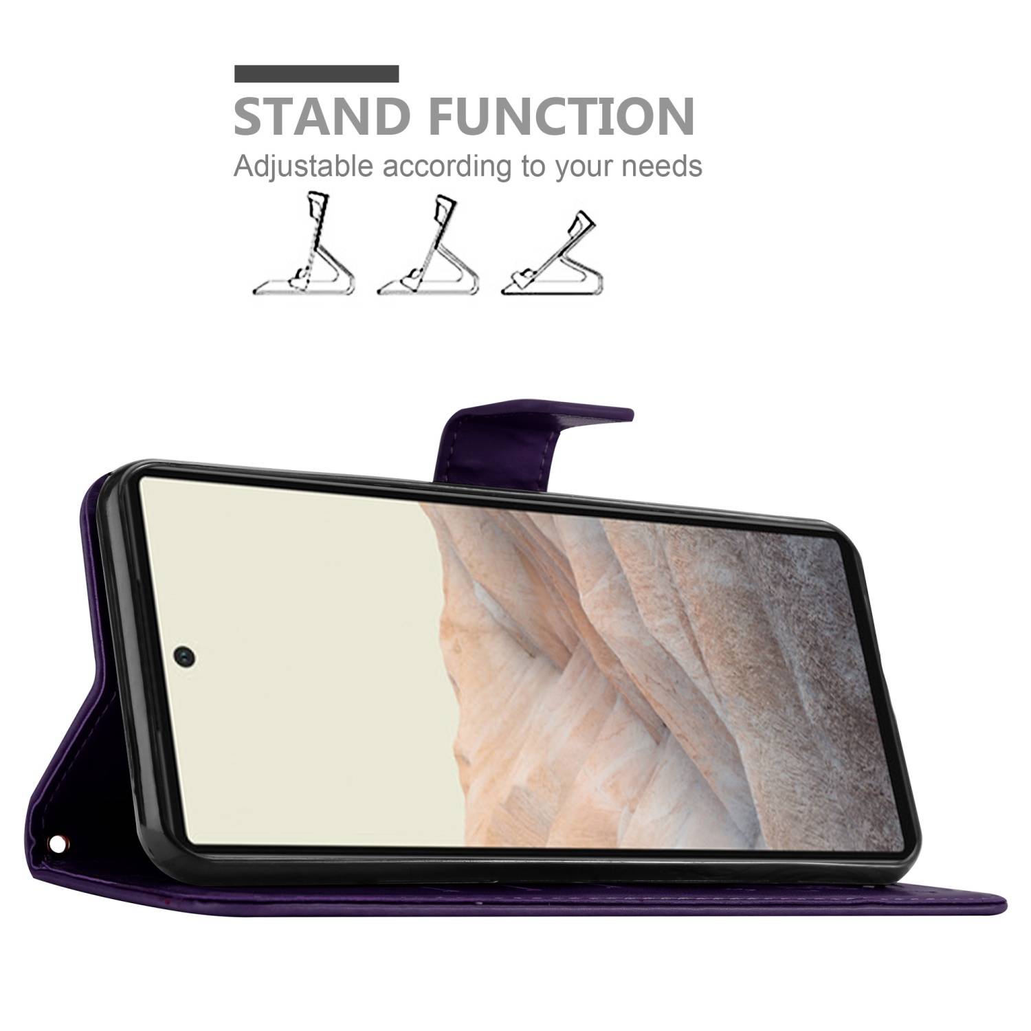 Cadorabo Hülle für Google PIXEL 6 Schutz Hülle in Lila Schutzhülle Handy Hülle Etui Case Blumen Flower