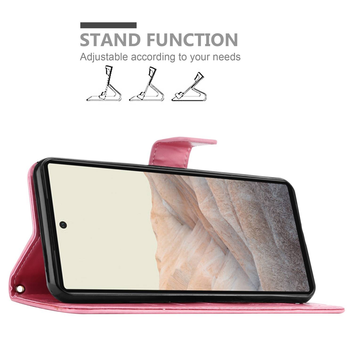 Cadorabo Hülle für Google PIXEL 6 Schutz Hülle in Rosa Schutzhülle Handy Hülle Etui Case Blumen Flower