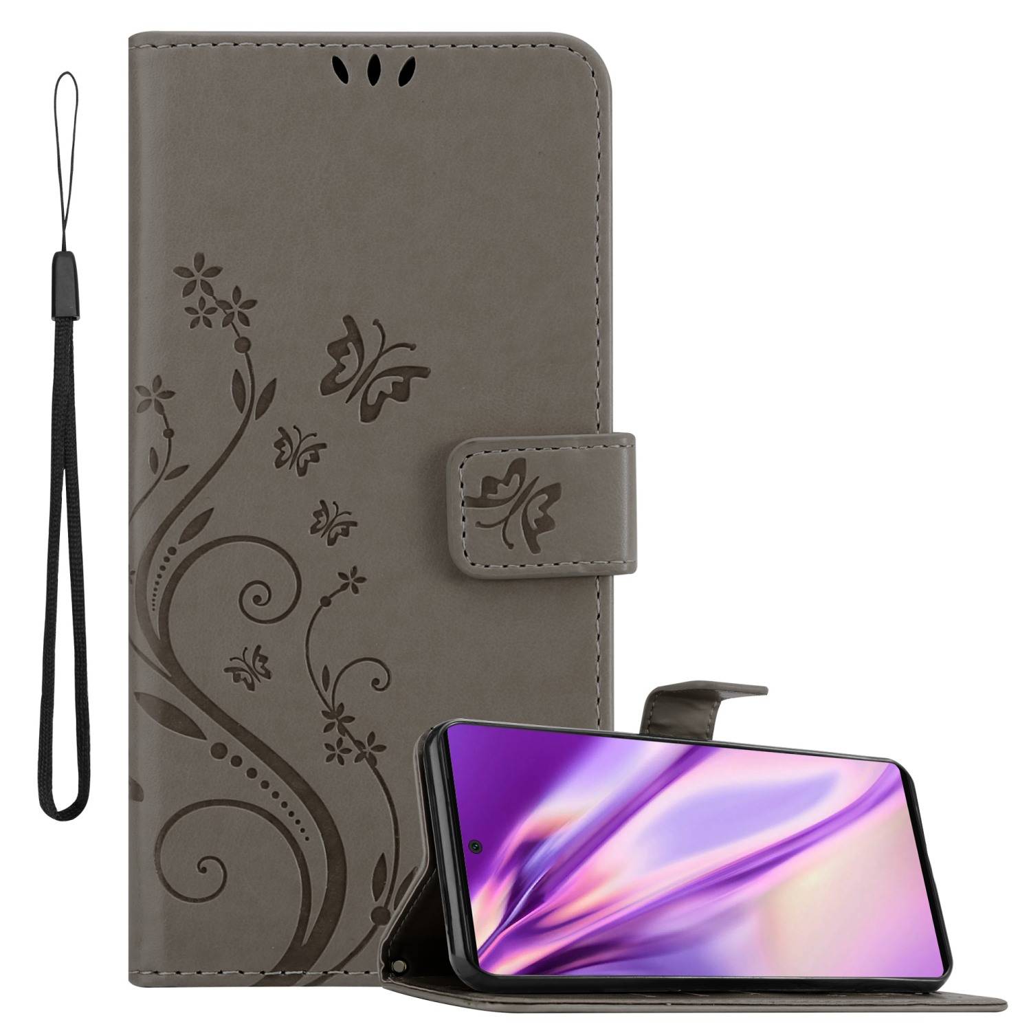 Cadorabo Hülle für Google PIXEL 6 PRO Schutz Hülle in Grau Schutzhülle Handy Hülle Etui Case Blumen Flower